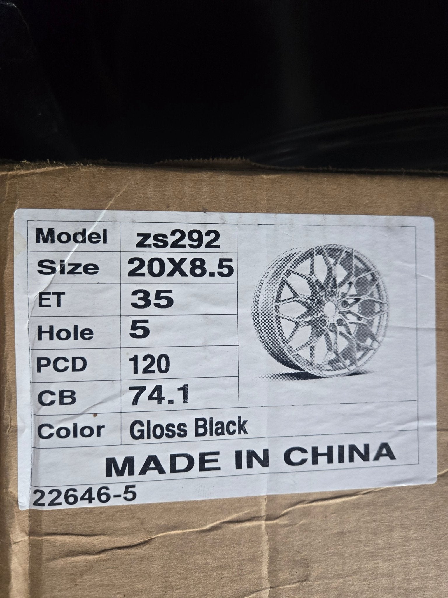 ZS292 20X8.5 5X120 GLOSS BLACK