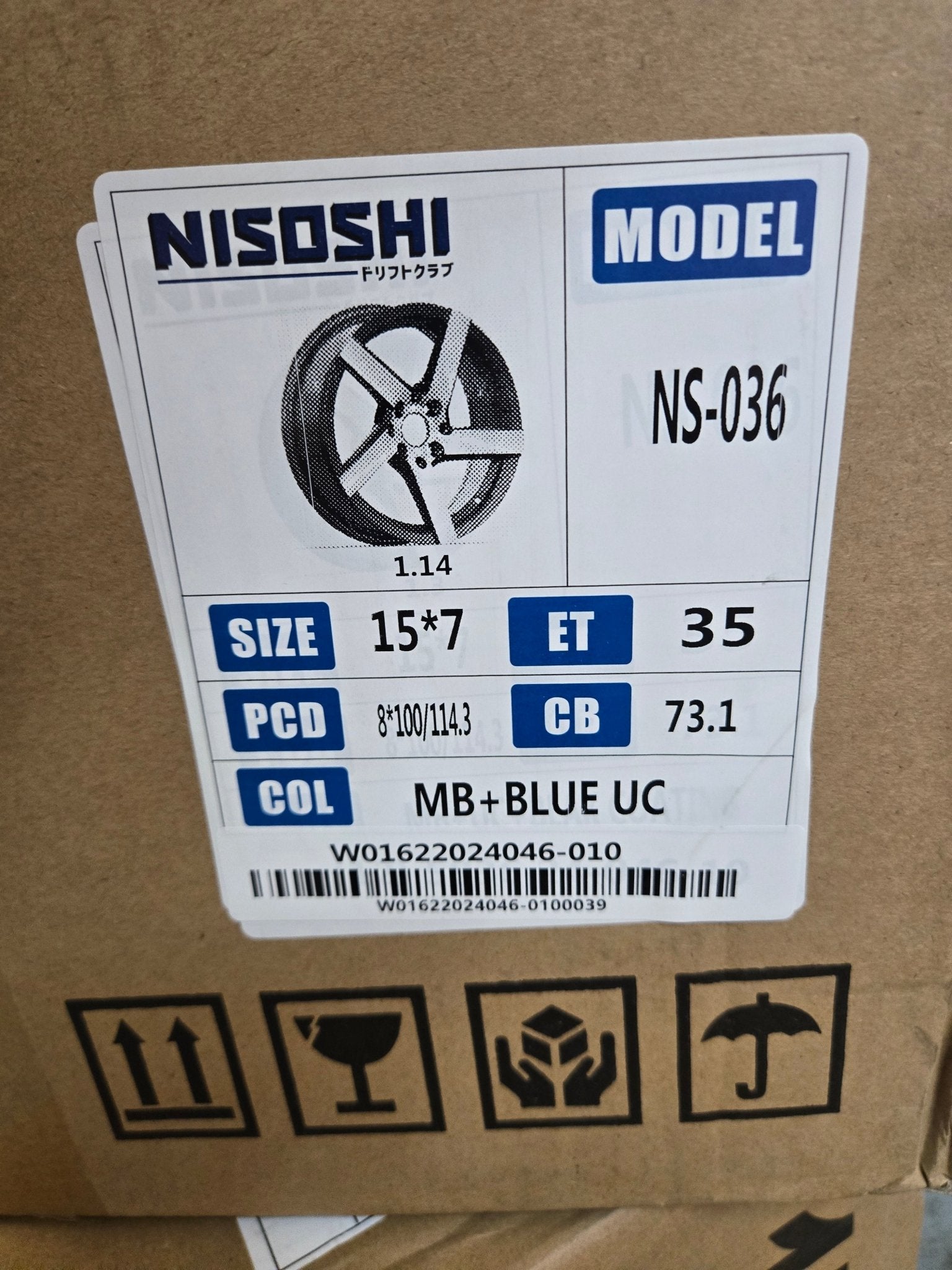 NISOSHI NS36 15x7.0 4x100 4x114.3 BLACK MACHINED FACE BLUE UNDERCUT