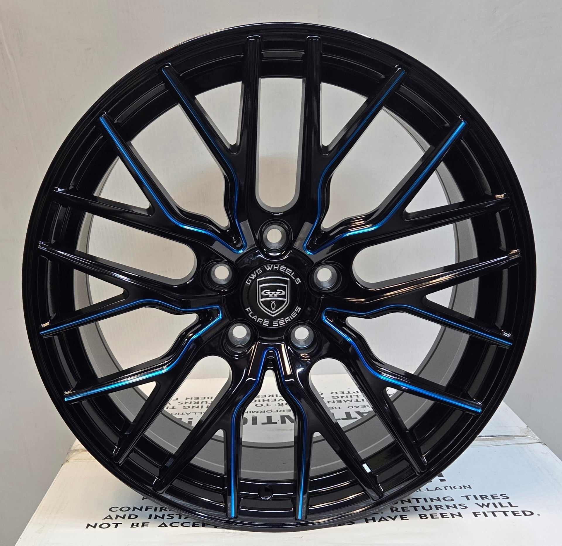 GWG G43 FLARE 18x8 5x114.3 GLOSS BLACK BLUE MILL