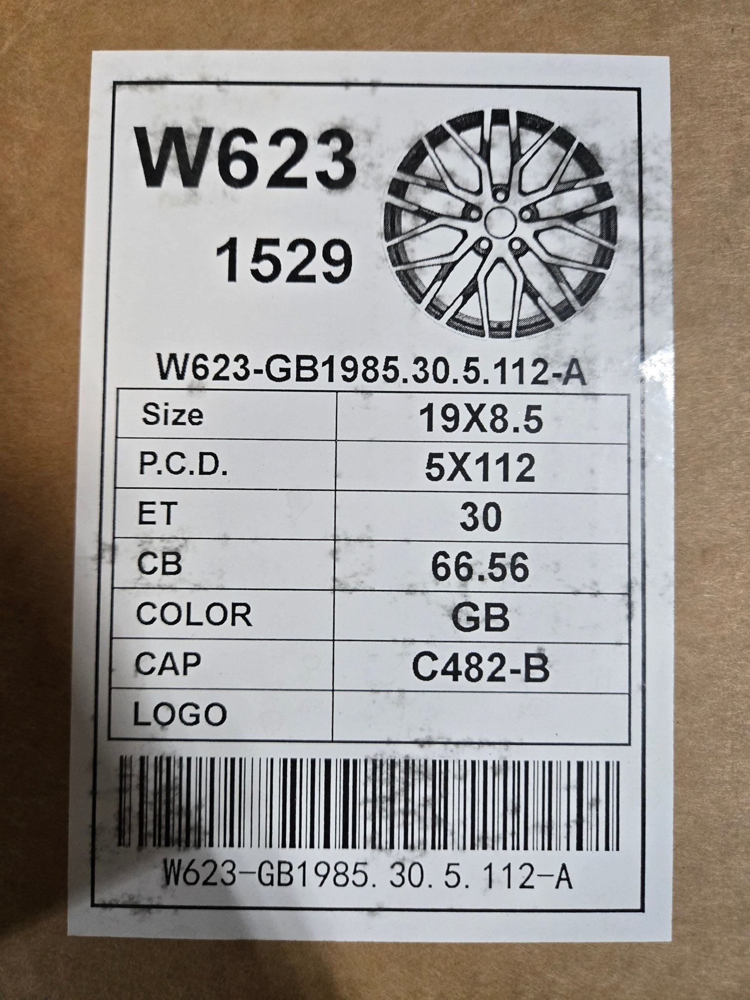 W623 219X8.5 5X112 GLOSS BLACK