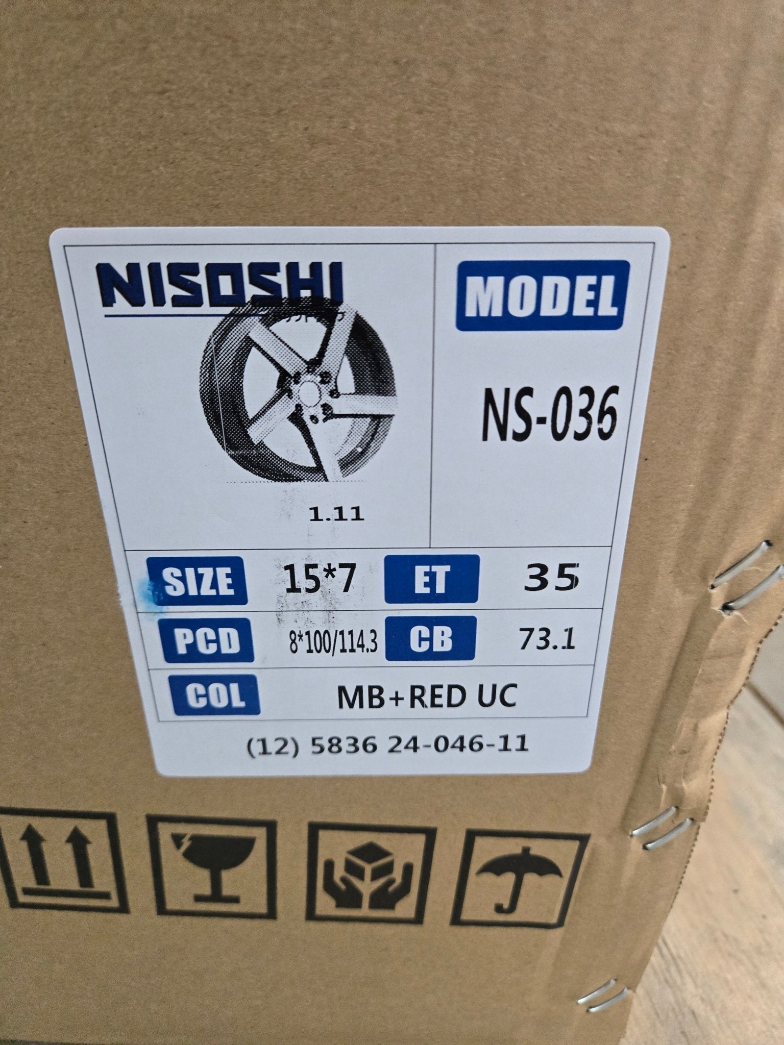 NISOSHI NS36 15X7.0 4X100 4X114.3 BLACK MACHINED FACE RED UNDERCUT