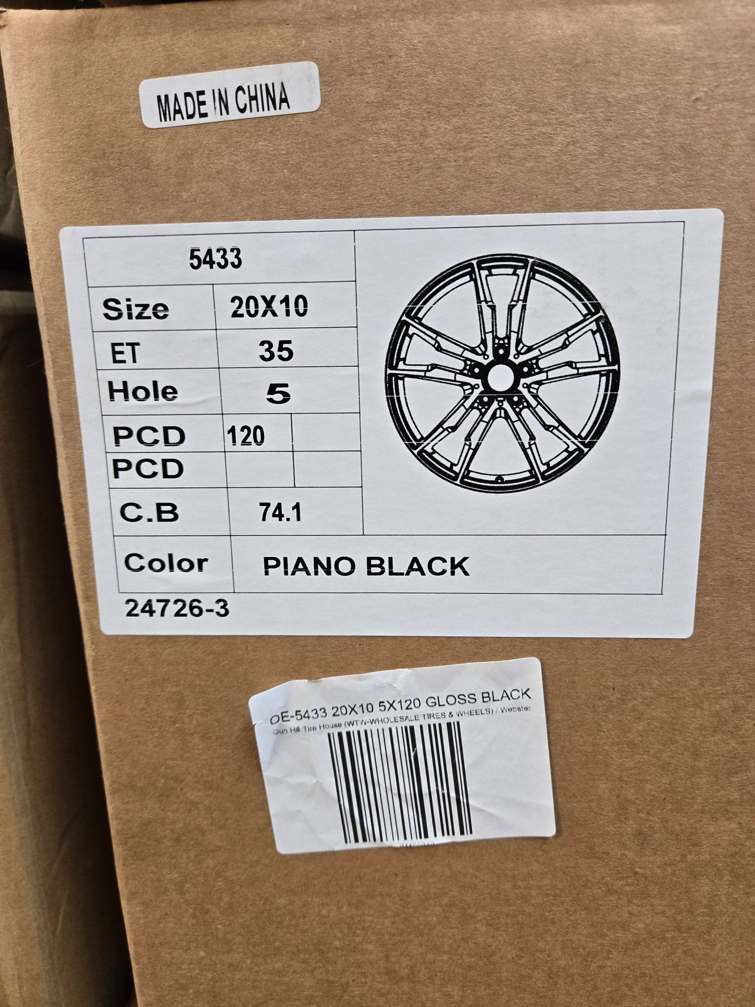 OE-5433 20X10 5X120 GLOSS BLACK