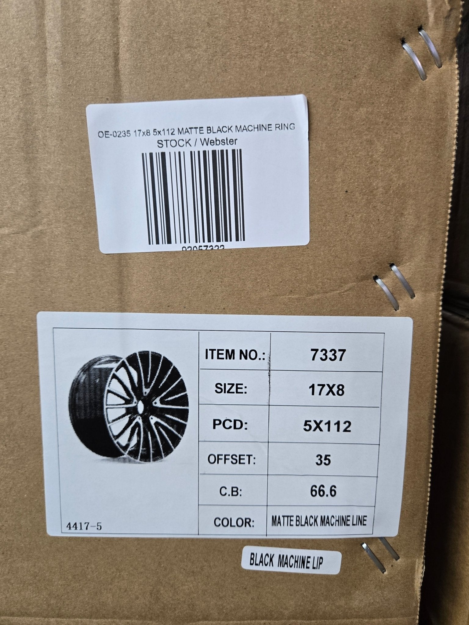OE-0235 17x8 5x112 MATTE BLACK MACHINE RING
