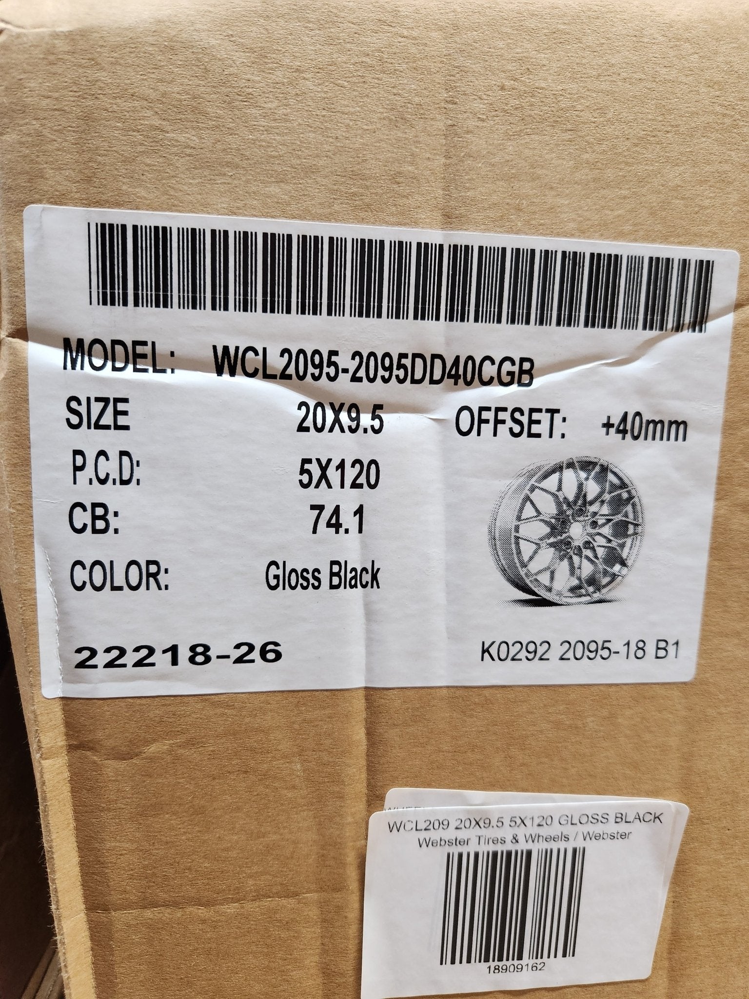WCL206 WHEELS 20X9.5 5X120 GLOSS BLACK