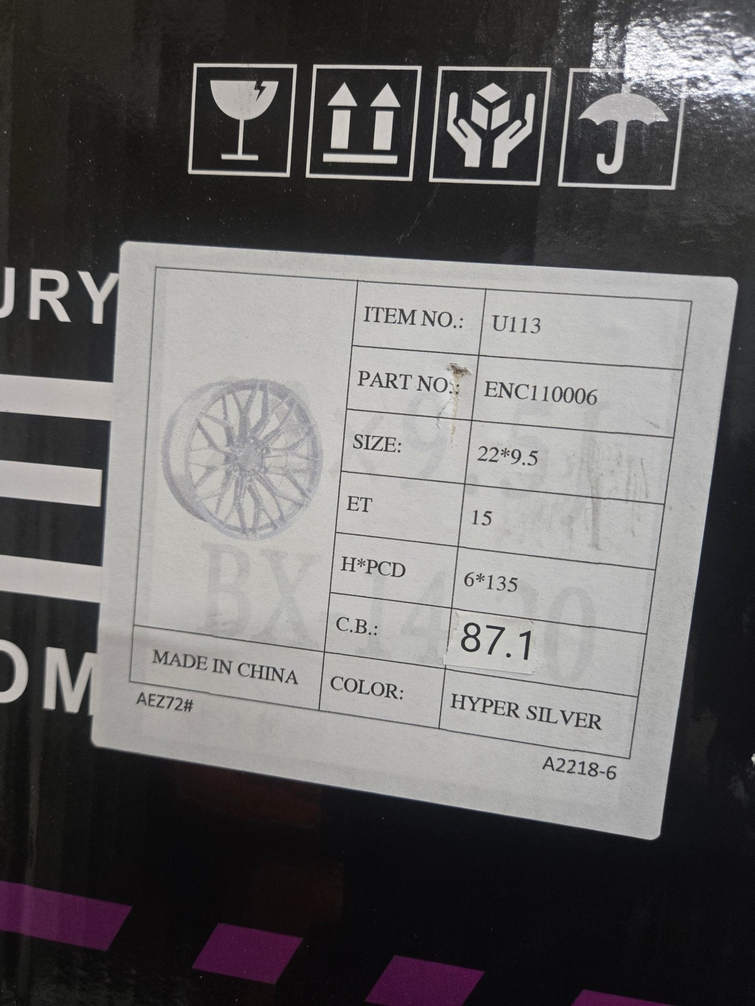ENCORE U113 ENC110 22X9.5 6X135 HYPER SILVER