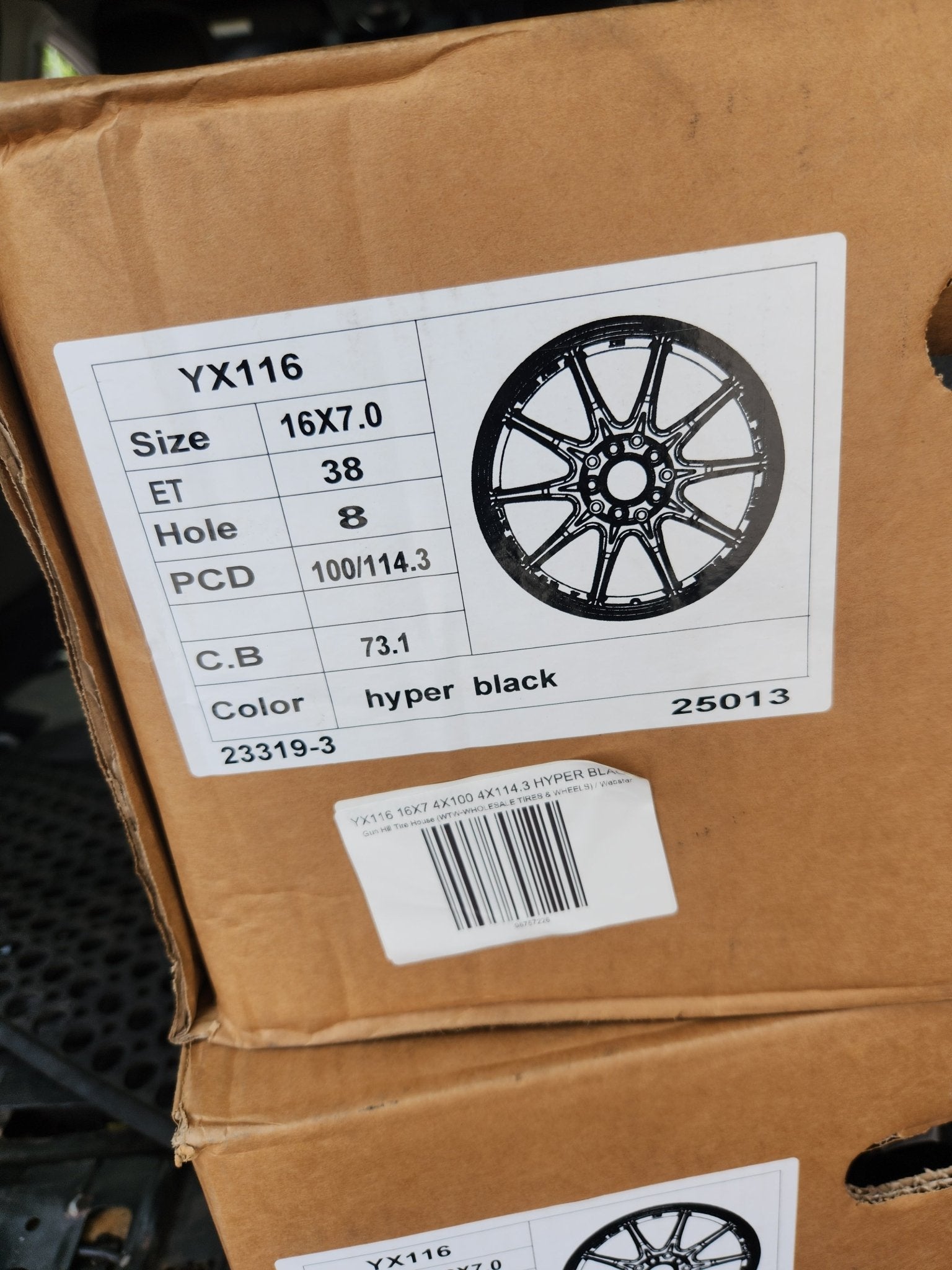 YX116 16X7 4X100 4X114.3 HYPER BLACK