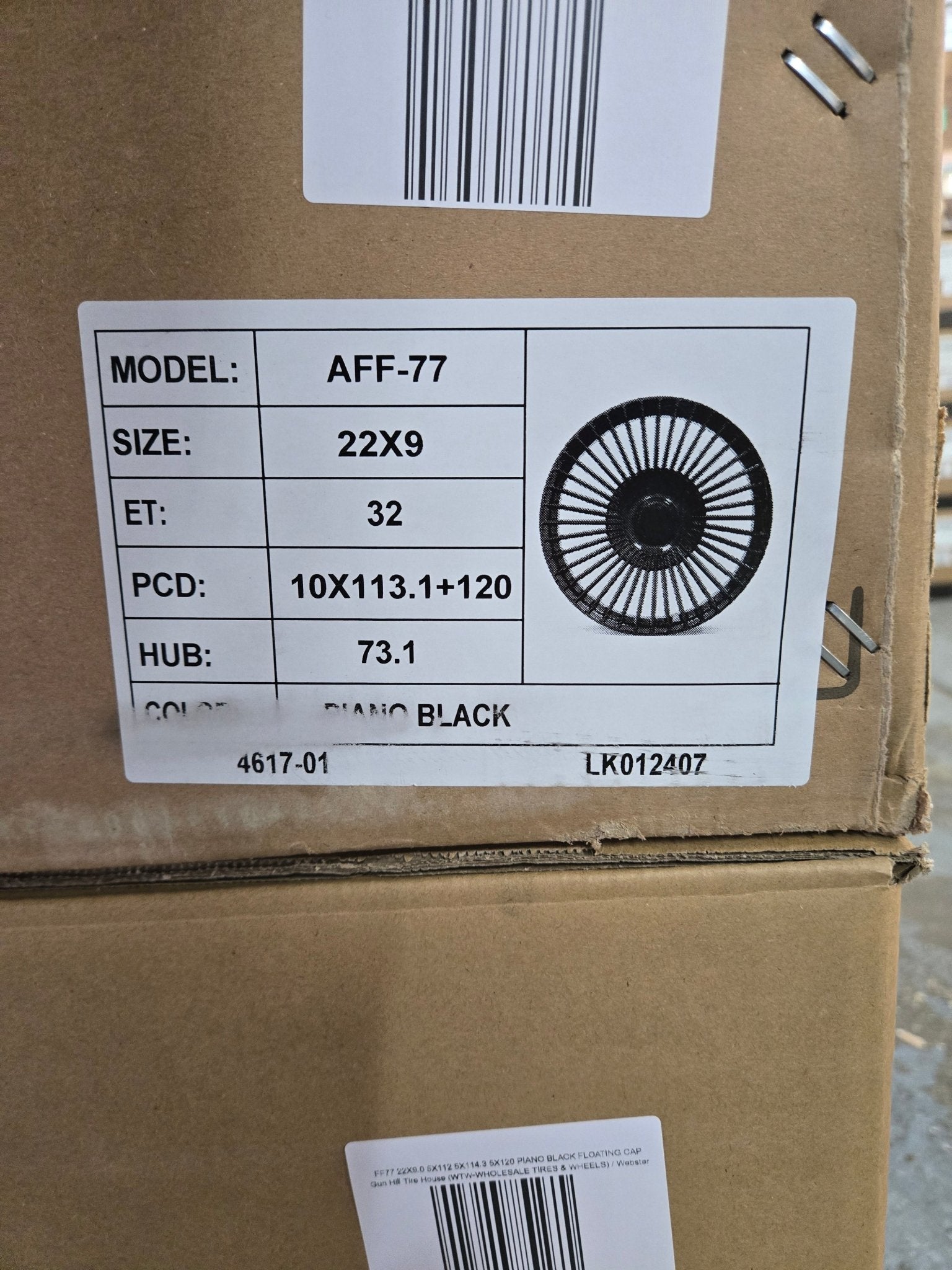 FF77 22X10.5 5X112 5X114.3 5X120 PIANO BLACK FLOATING CAP
