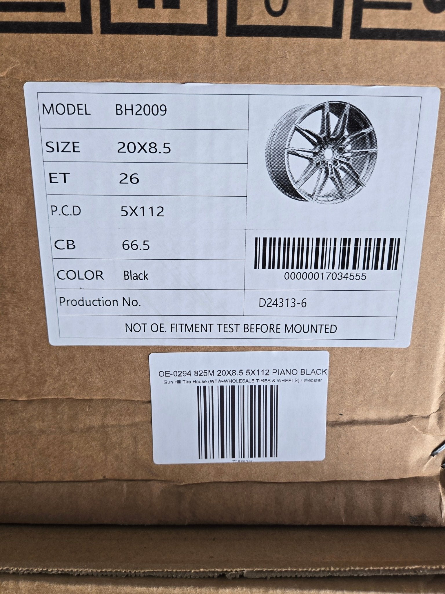 OE-0294 825M 20X8.5 5X112 PIANO BLACK