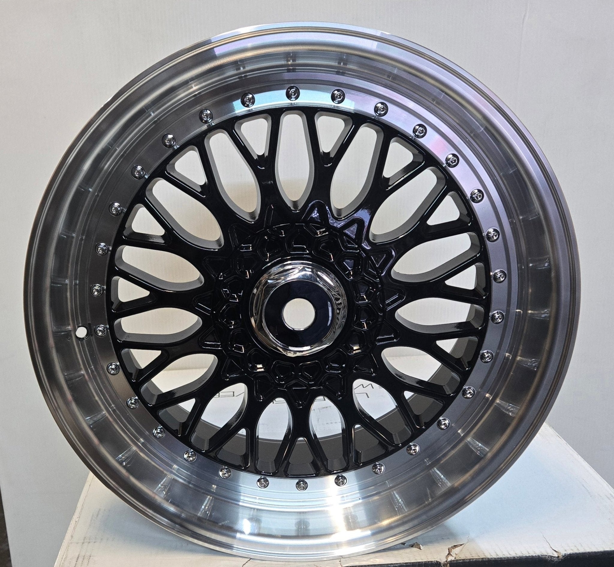 RBM1 19X8.5 5x112 5x120 5X114.3 GLOSS BLACK MACHINED LIP