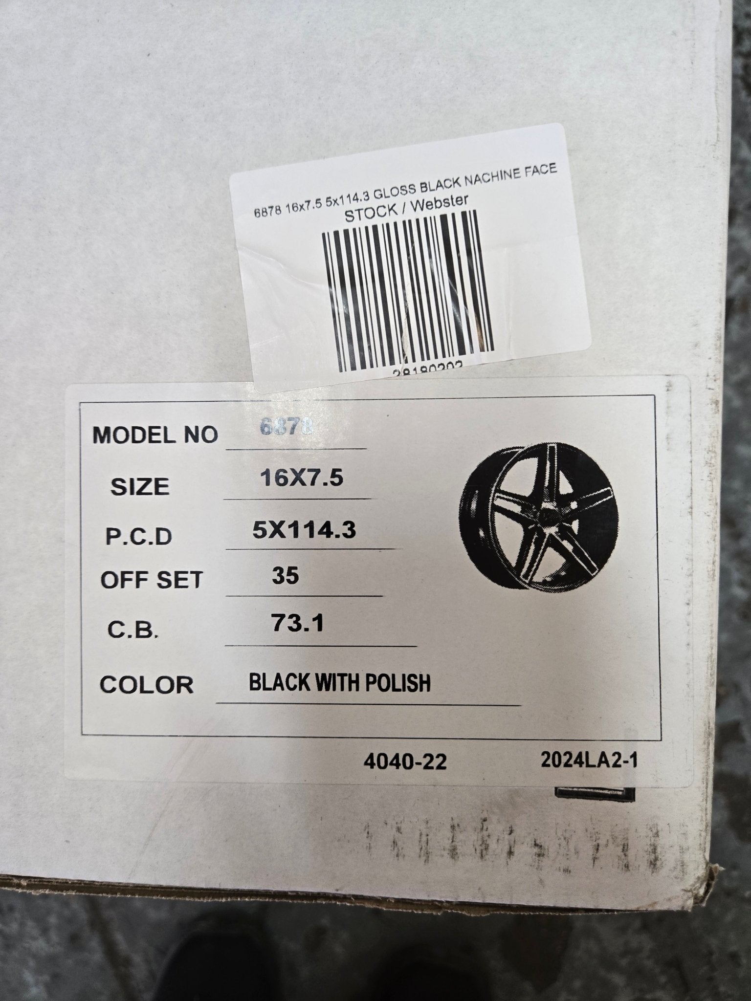 6878 16x7.5 5x114.3 GLOSS BLACK NACHINE FACE