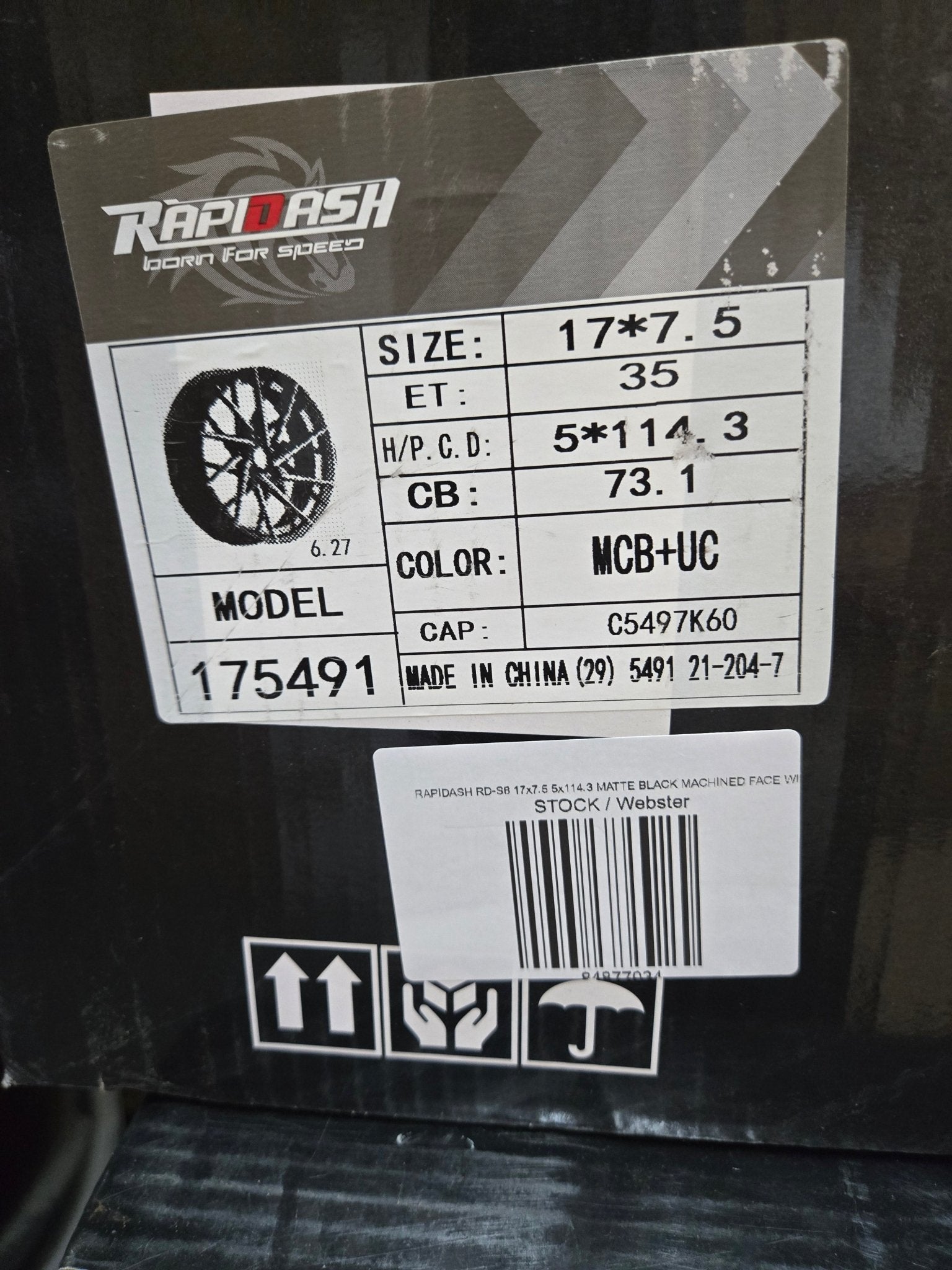 RAPIDASH RD-S6 17x7.5 5x114.3 MATTE BLACK MACHINED FACE WITH MACHINED UNDER CUT