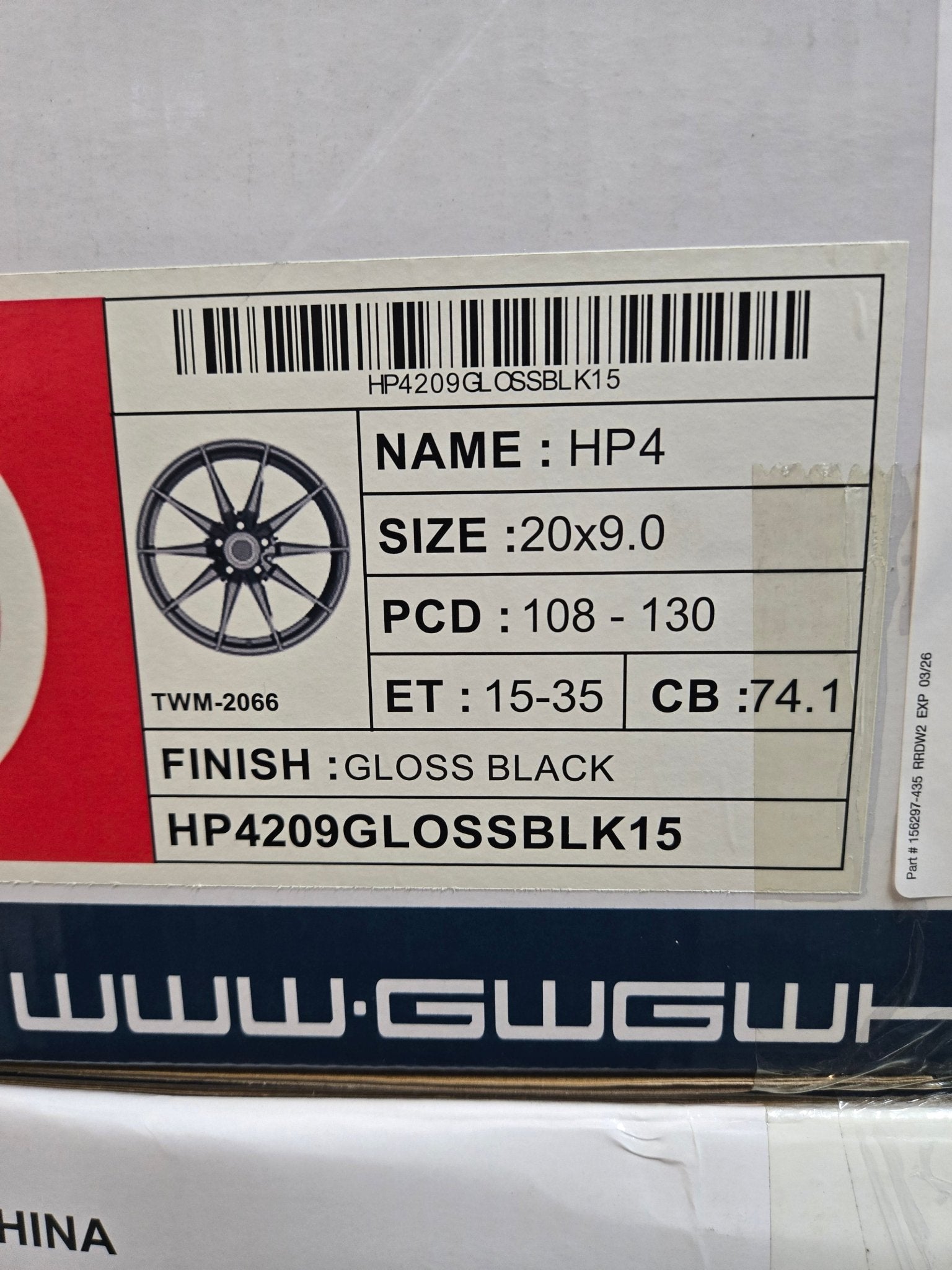 GWG HP4 20X9.0 5x120 GLOSS BLACK