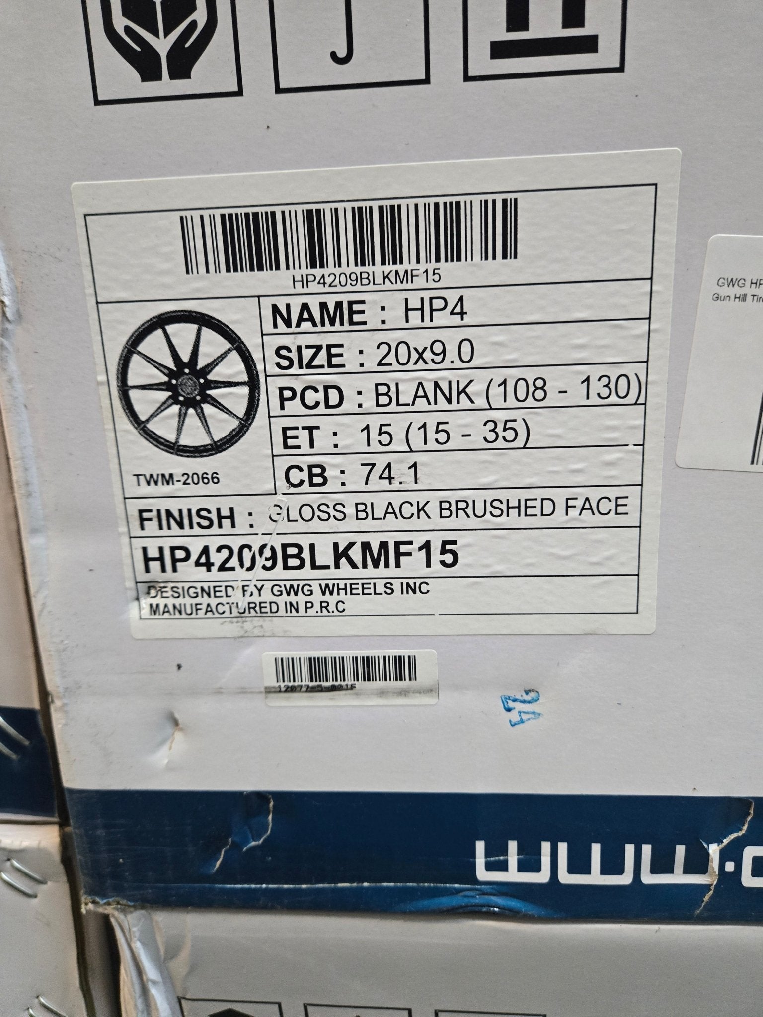GWG HP4 20X9.0 5X112 5X114.3 GLOSS BLACK BRUSHED FACE