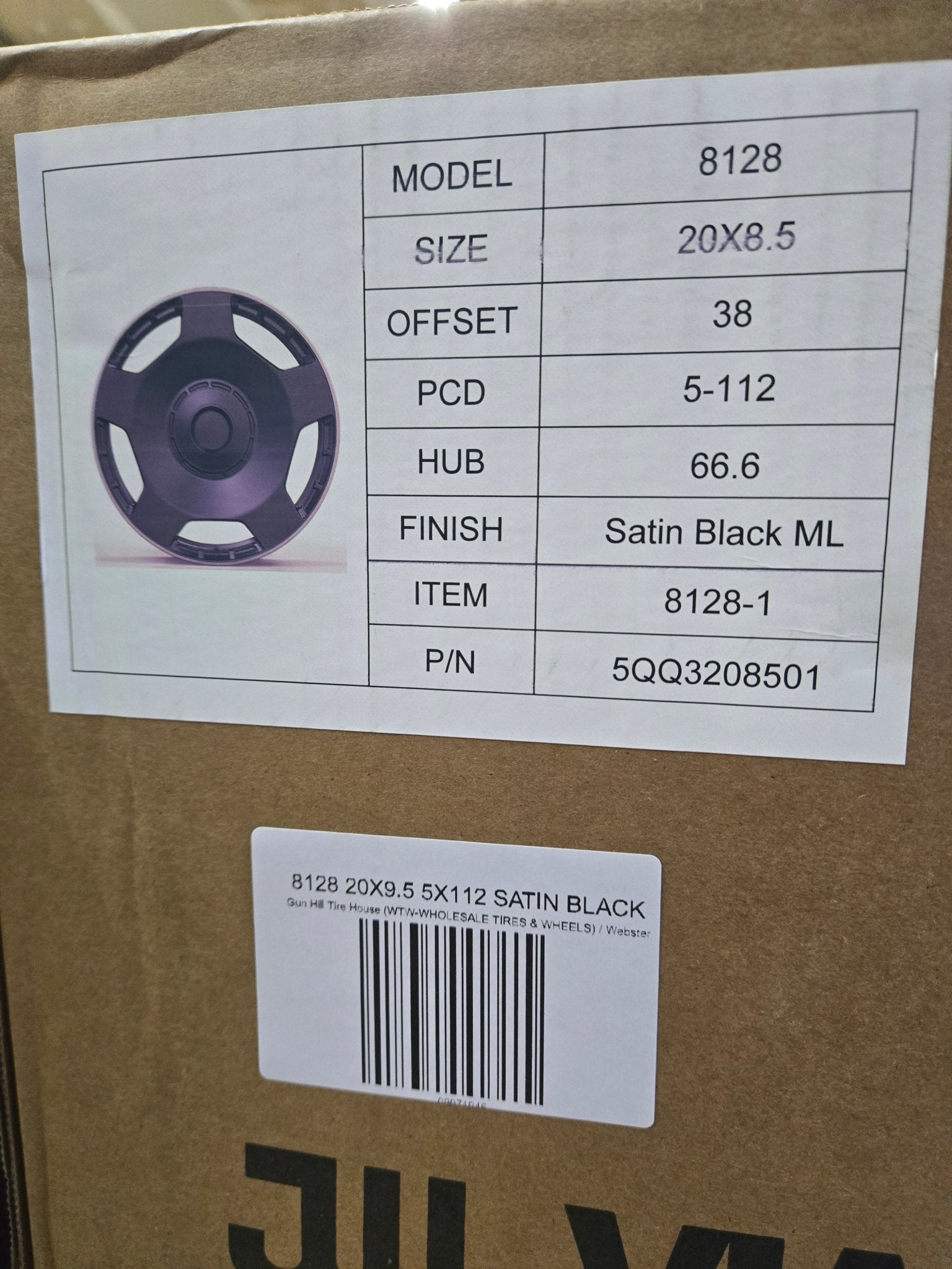 8128 20X9.5 5X112 SATIN BLACK