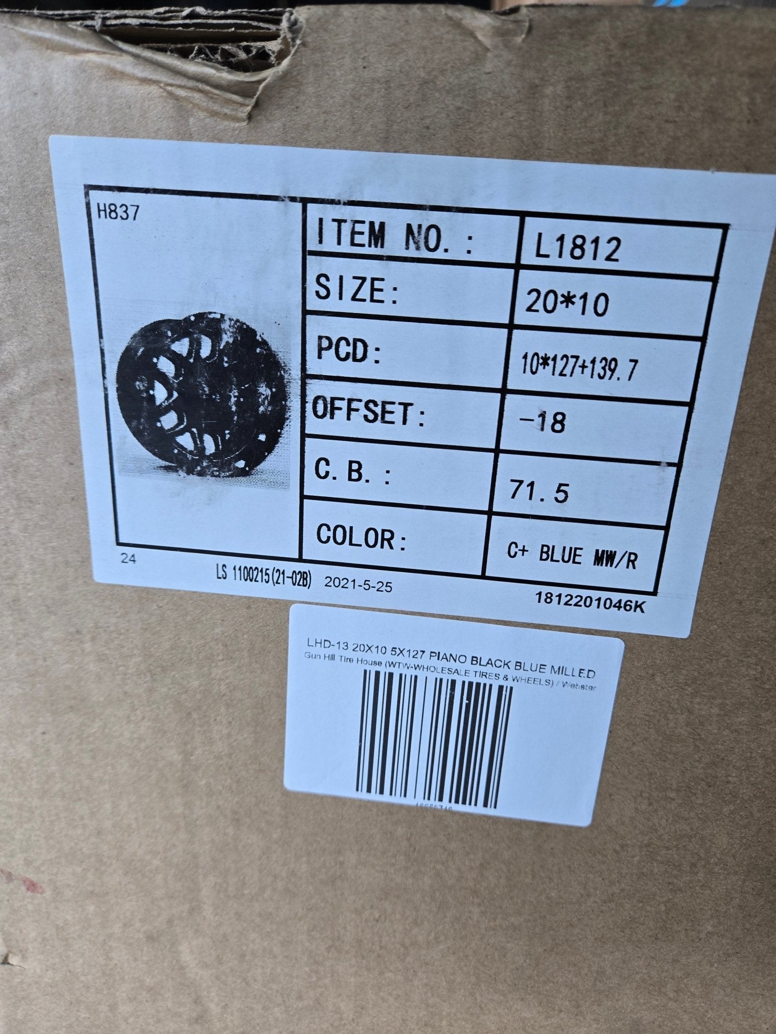 LHD-13 20X10 5X127 5x139.7 PIANO BLACK BLUE MILLED