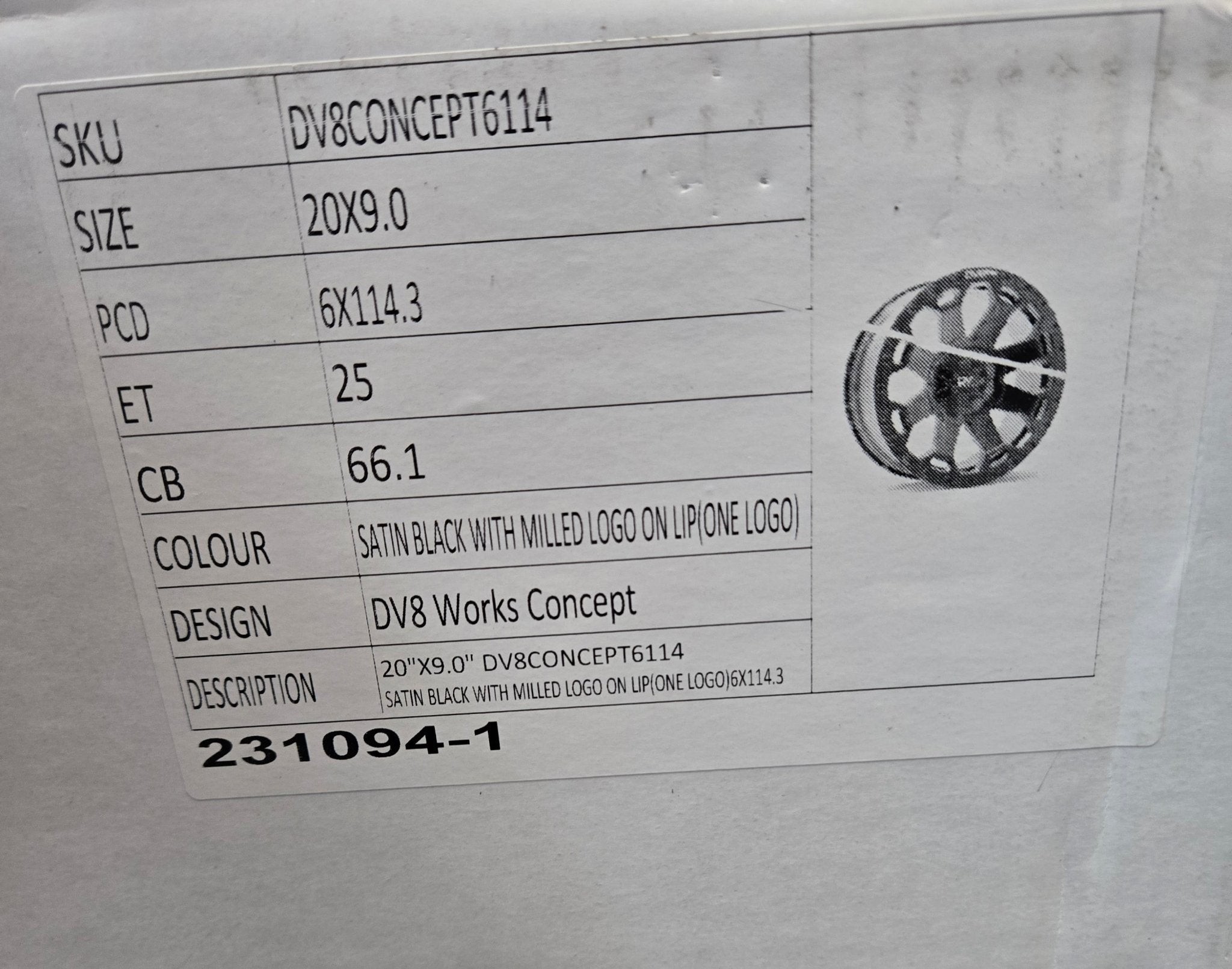 DV8 DHC-1837 20x9 6x114.3 MATTE BLACK