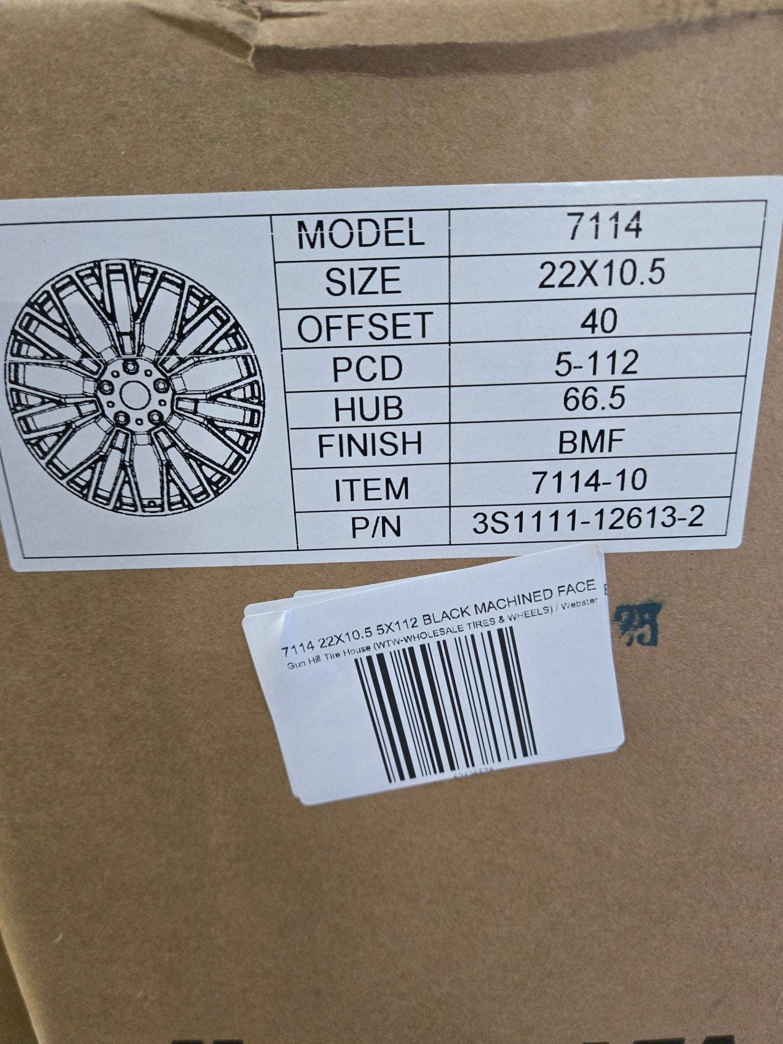 7114 22X10.5 5X112 BLACK MACHINED FACE7114