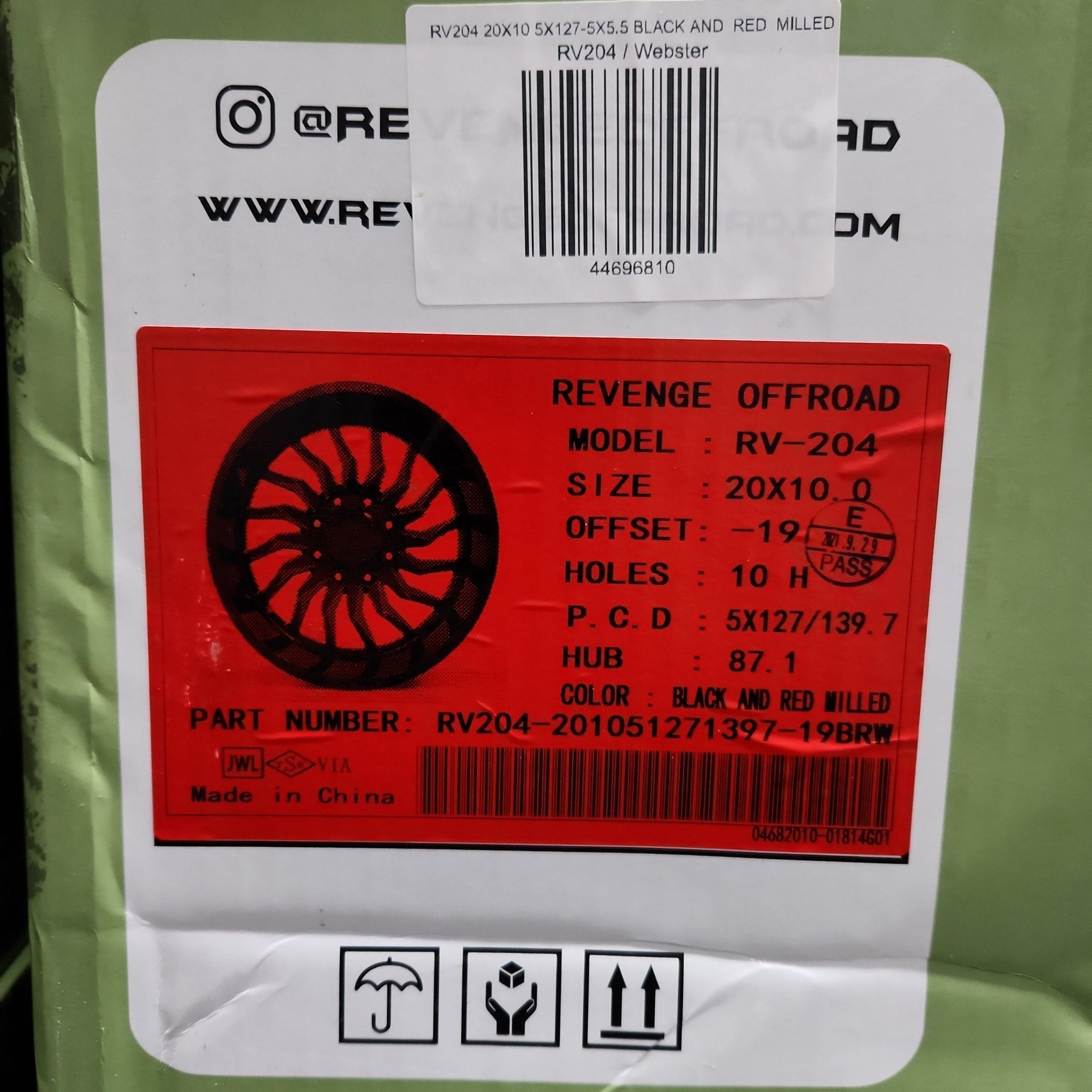 REVENGE RV-204 20X10 5X127 / 5X139.7 BLACK AND  RED  MILLED