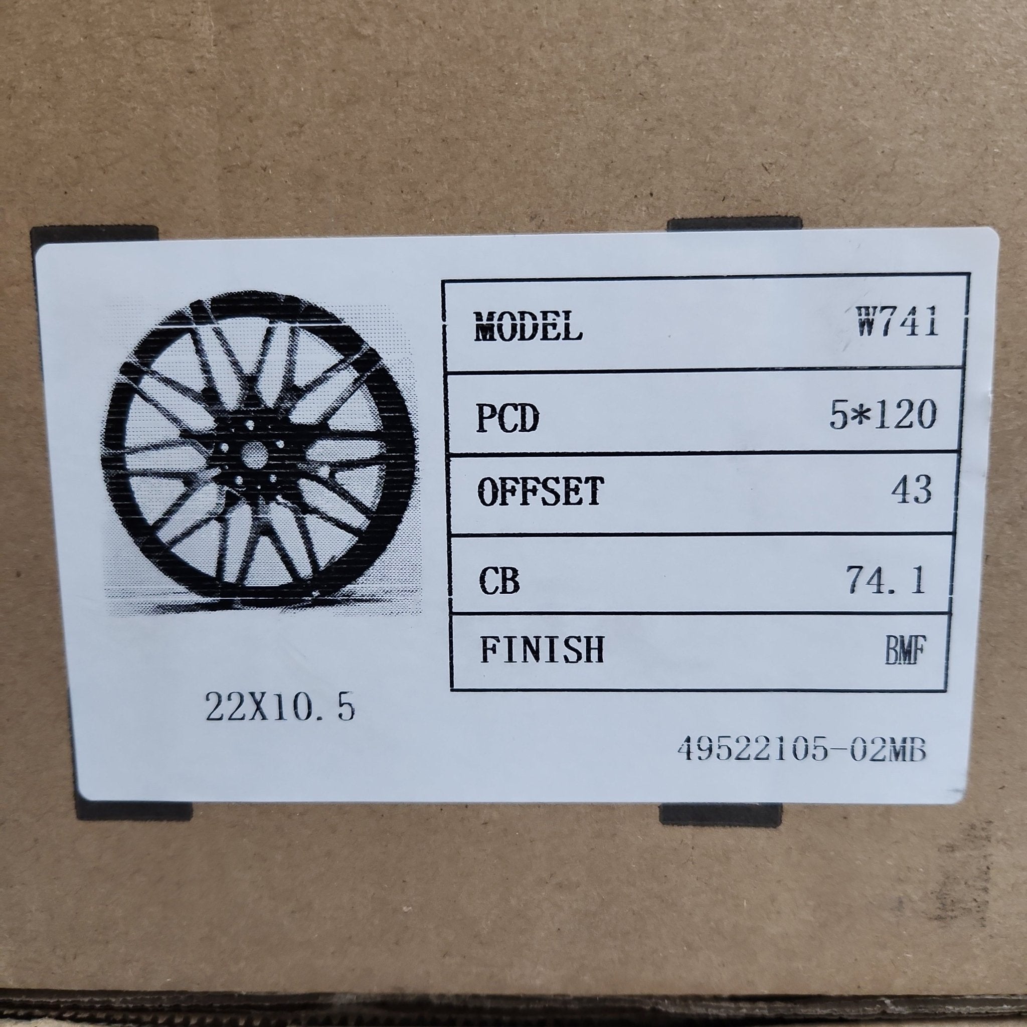 W741 WHEELS 495 22X10.5 5X120 BLACK MACHINE FACE