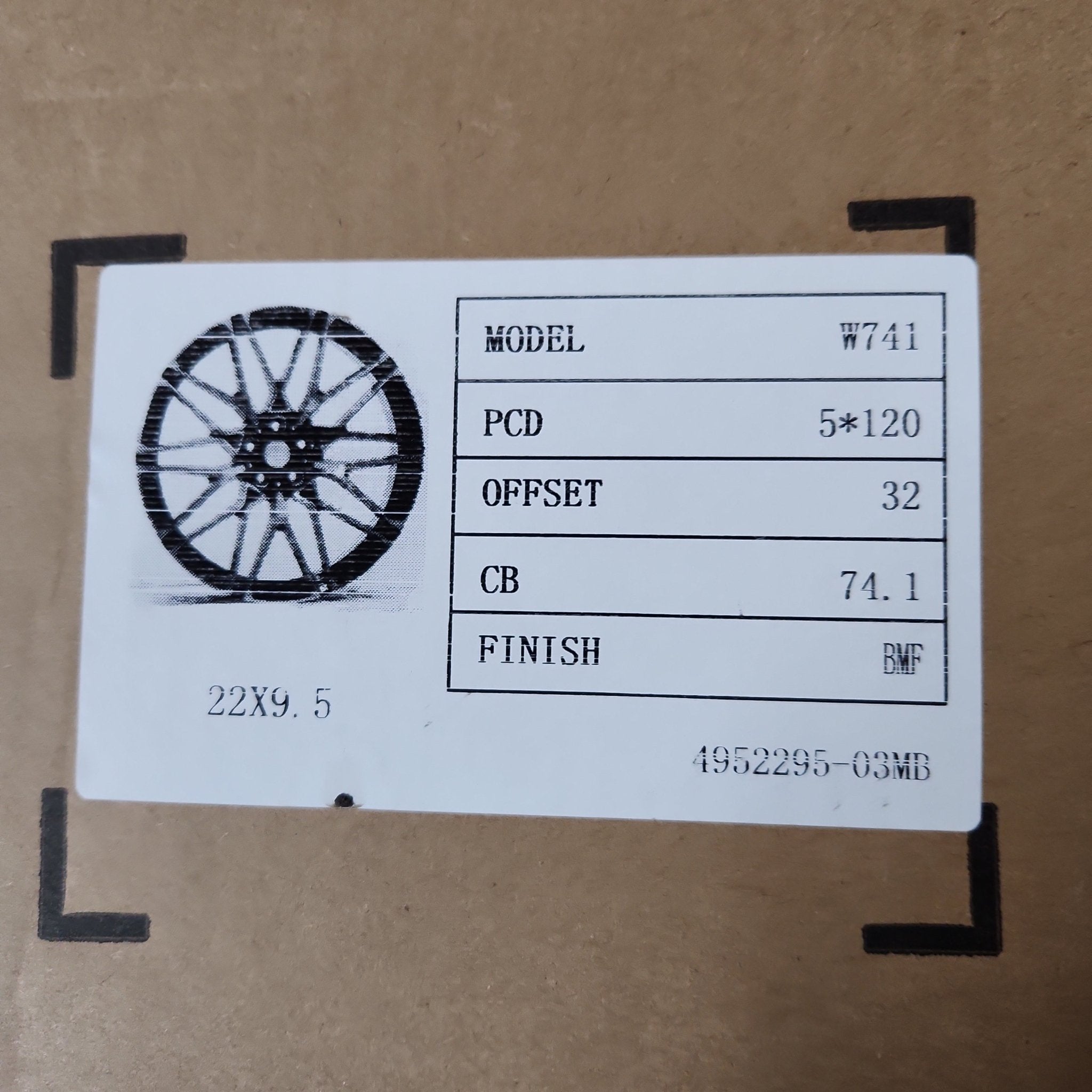 W741 WHEELS 495 22X9.5 5X120 BLACK MACHINE FACE