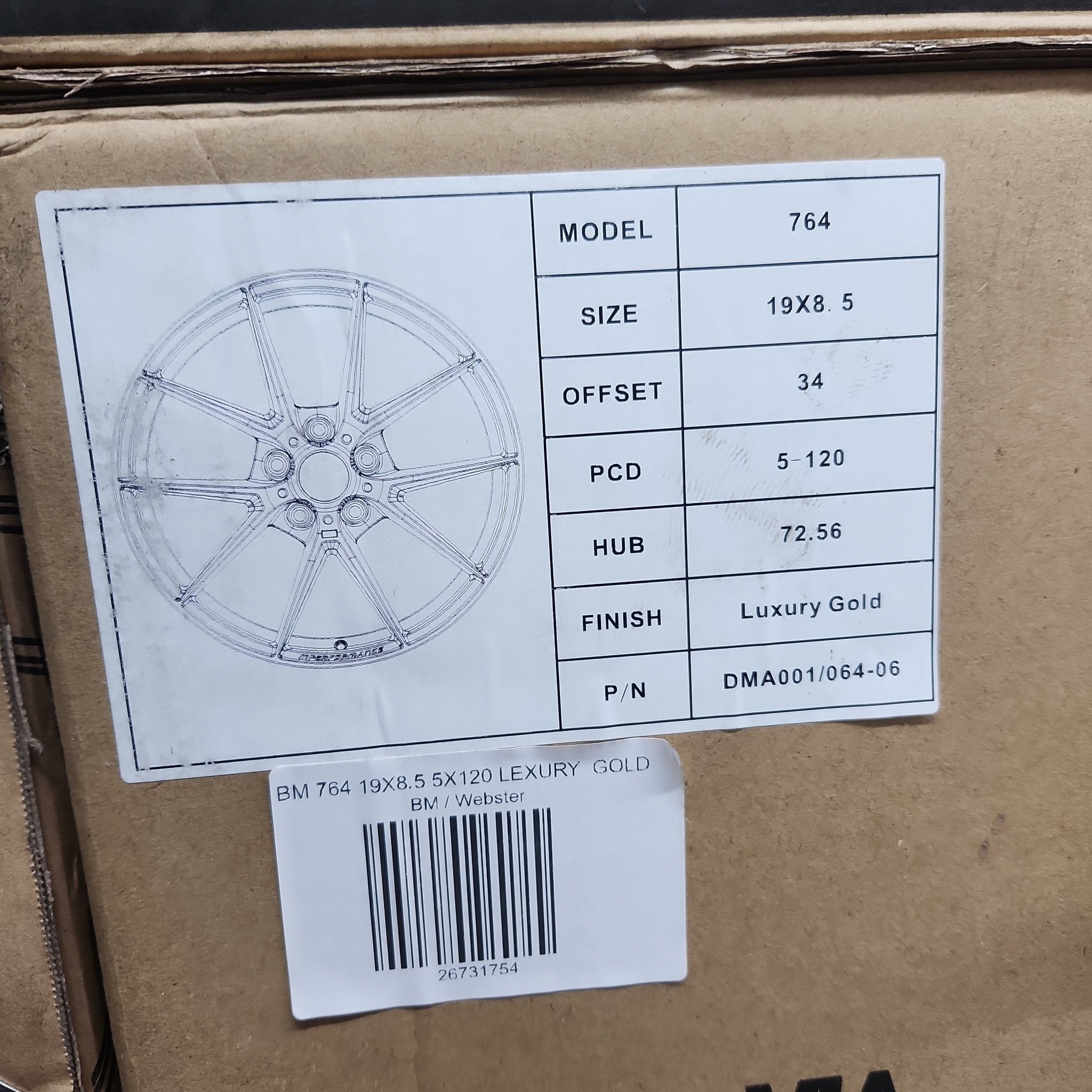 WHEELS  764 19X8.5 5X120 LEXURY  GOLD