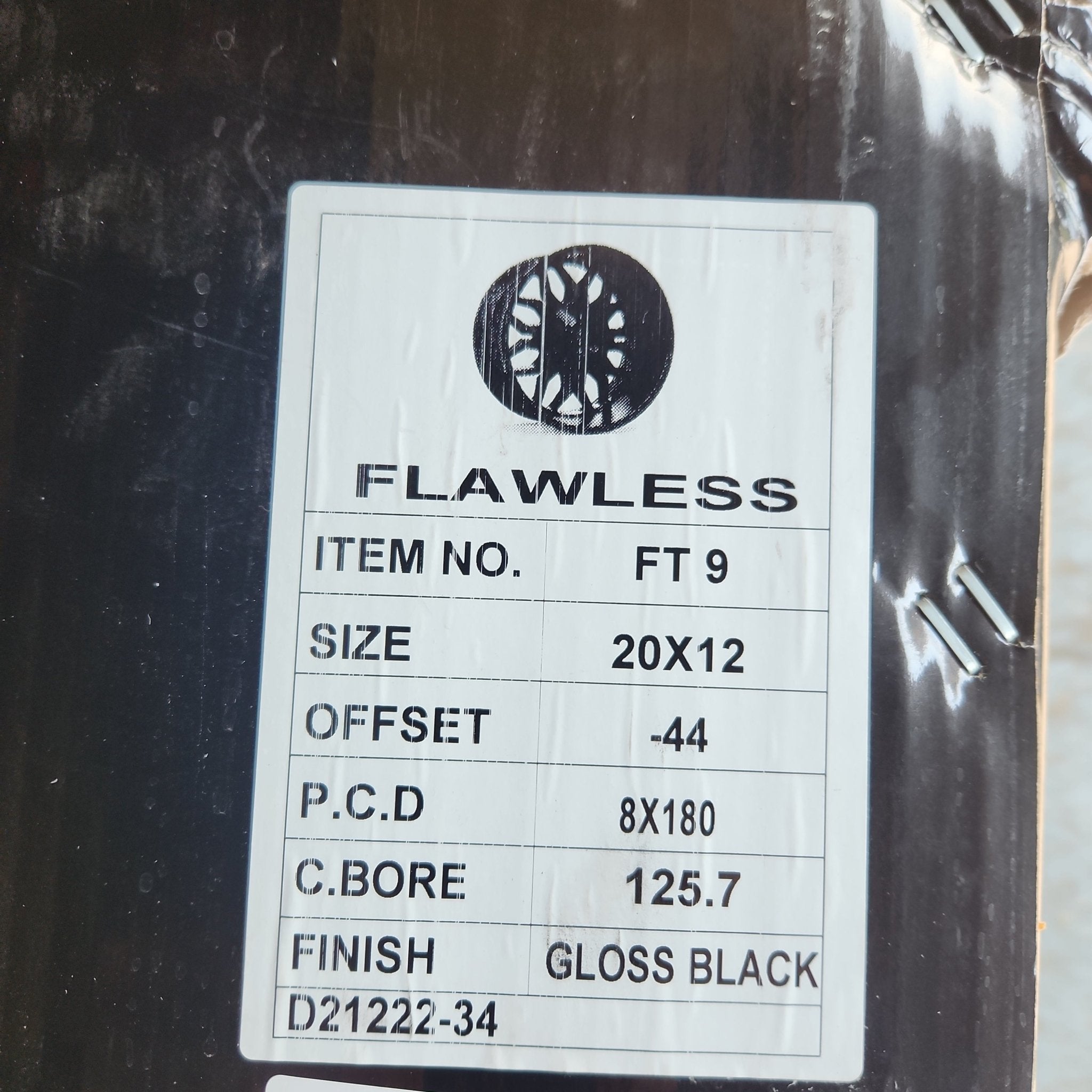 FT-9 FLAWLESS 20X12 8X180 GLOSS  BLACK