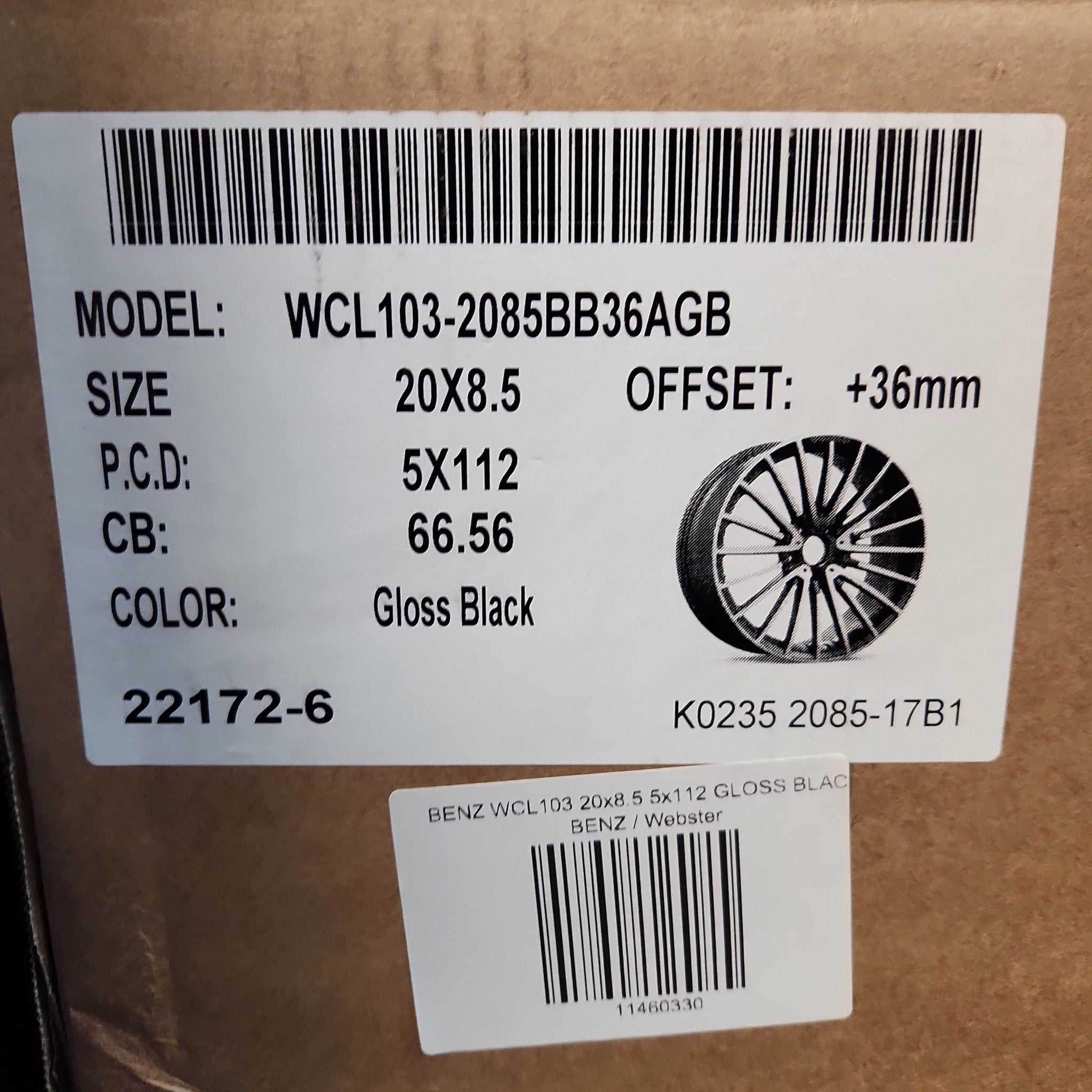 WCL103 WHEELS 20x8.5 5x112 GLOSS BLACK