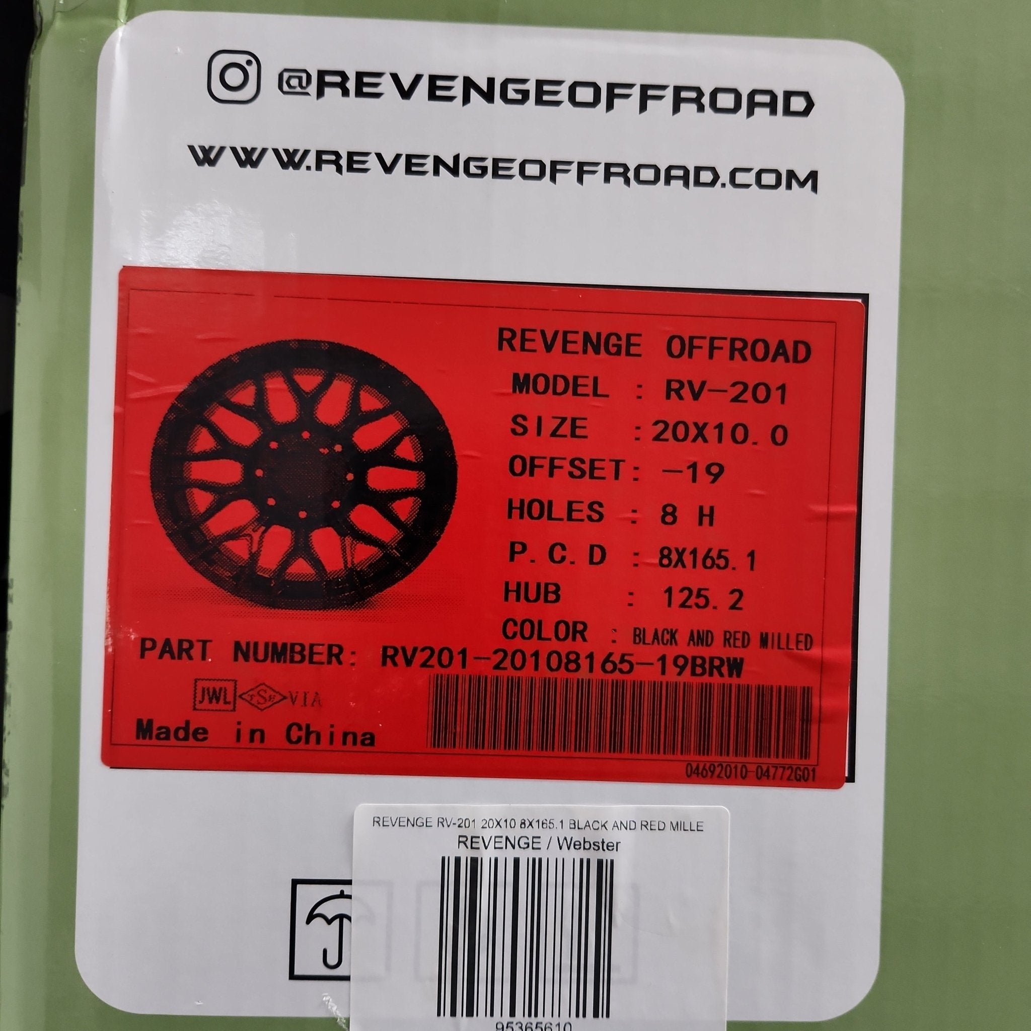 REVENGE RV-201 20X10 8X165.1 BLACK AND RED MILLE