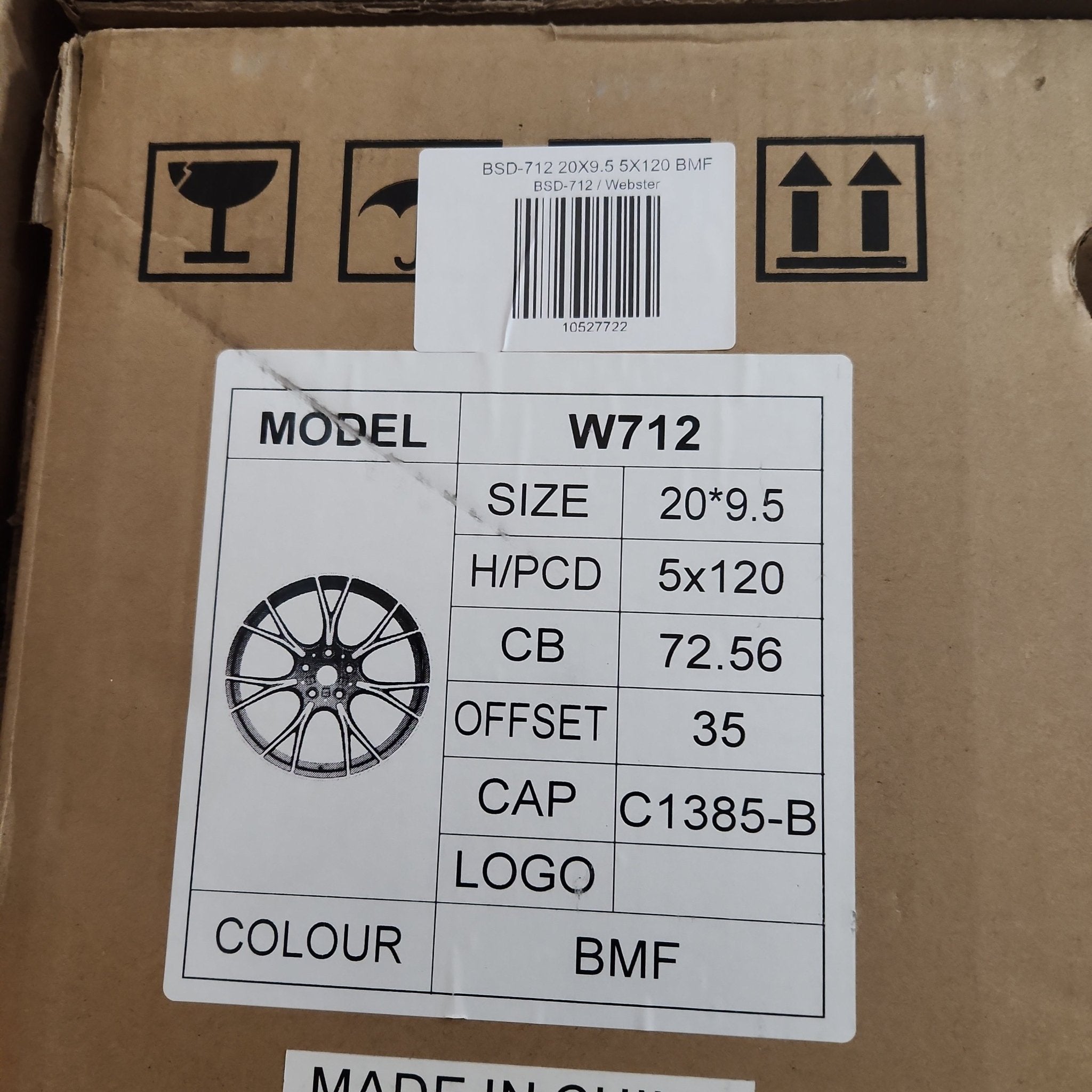 W712 20X9.5 5X120 BLACK MACHINED FACE