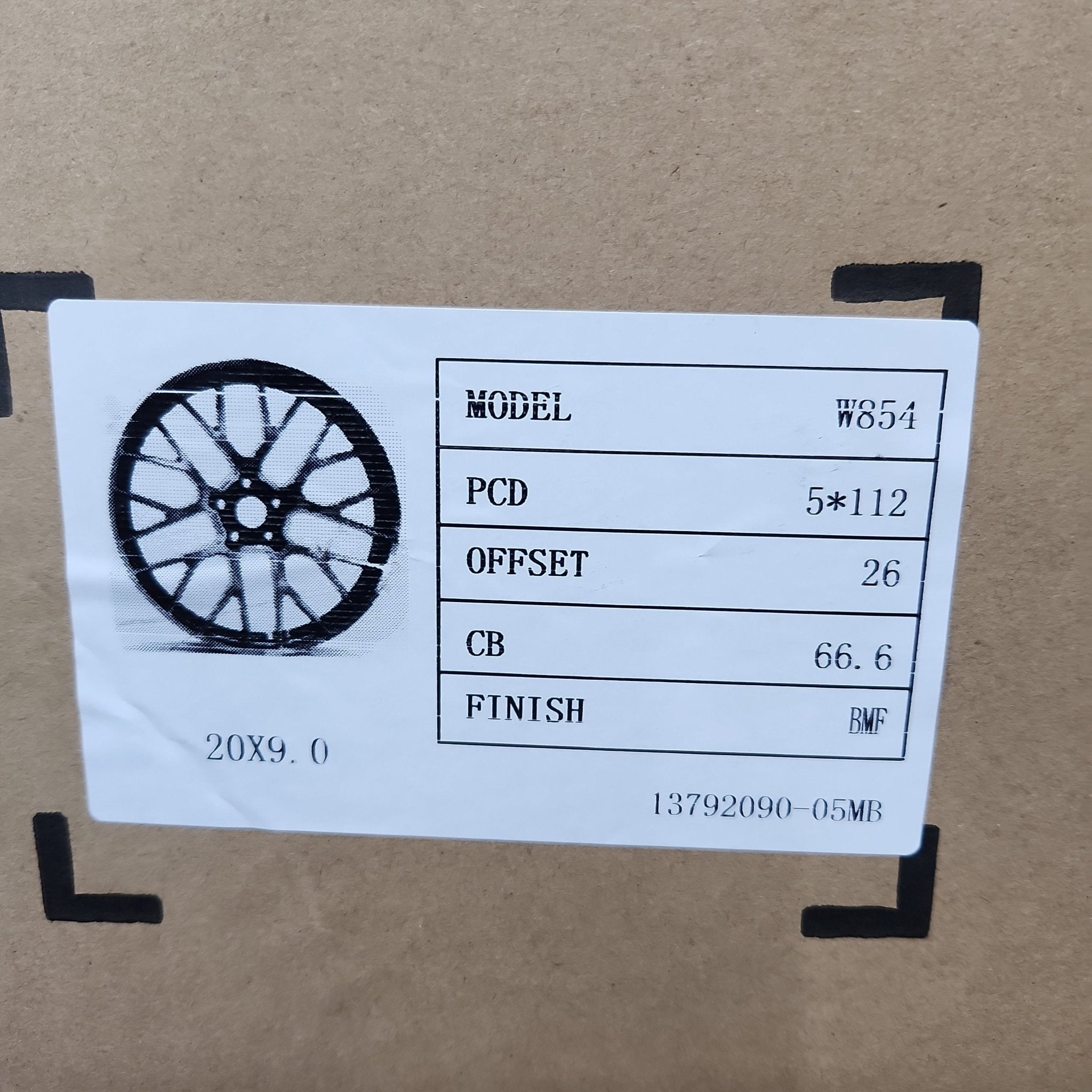 W854 20X9.0  5X112 BLACK MACHINED FACE