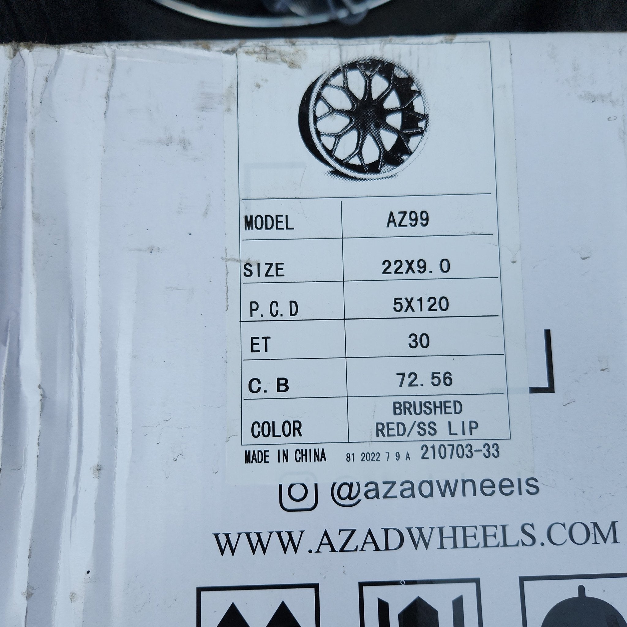 AZAD AZ99 22x9 5x120 BRUSHED RED MILLED SSL