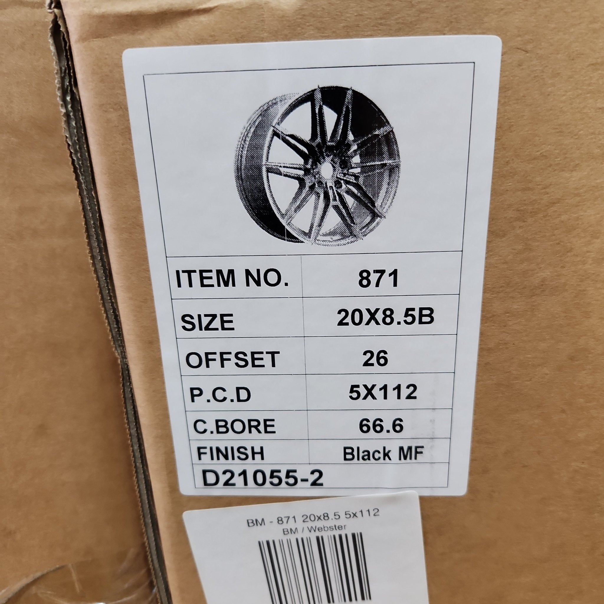 WHEELS- 871 20x8.5 5x112 BLACK MACHINE FACE