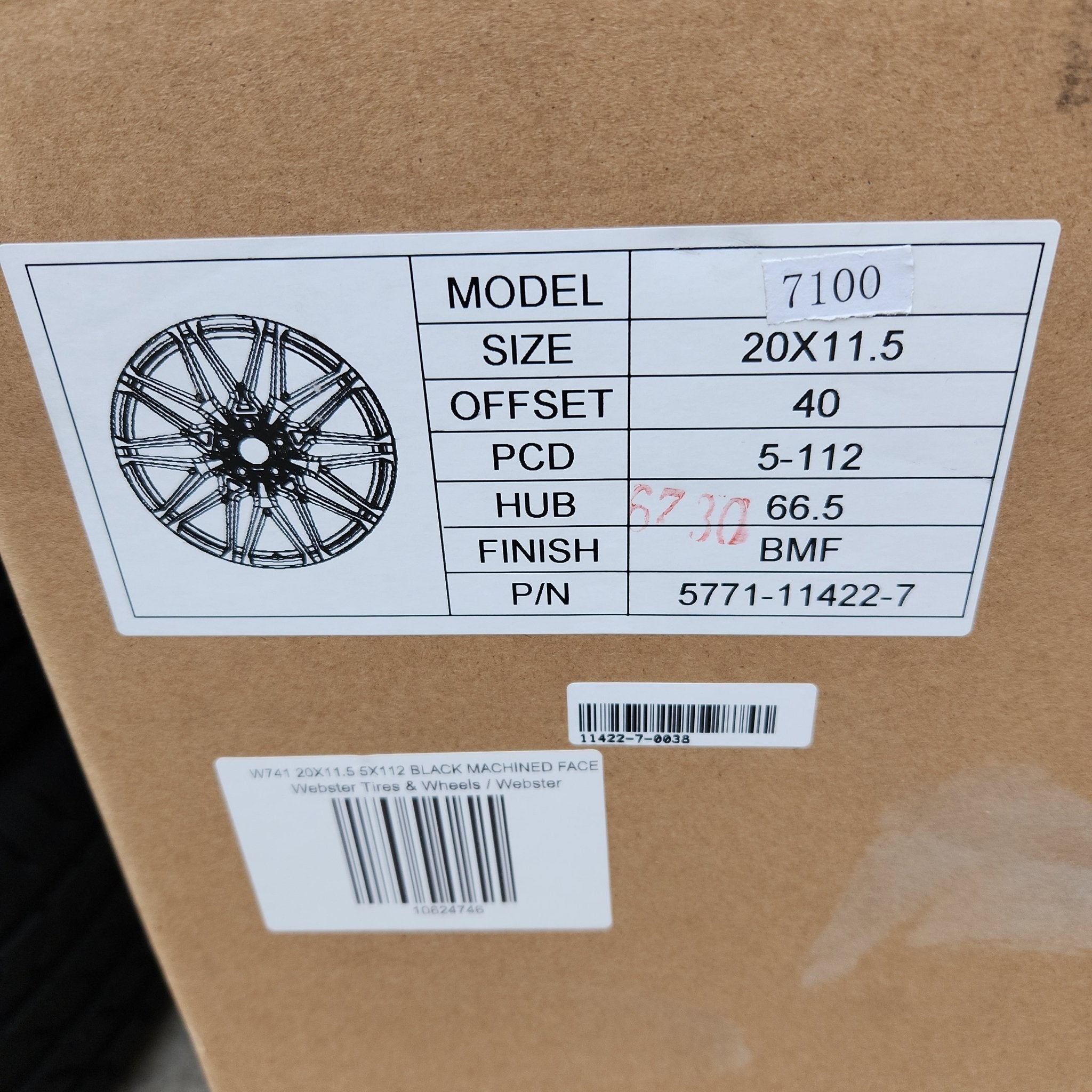 W741 WHEELS 7100 20X11.5 5X112 BLACK MACHINED FACE