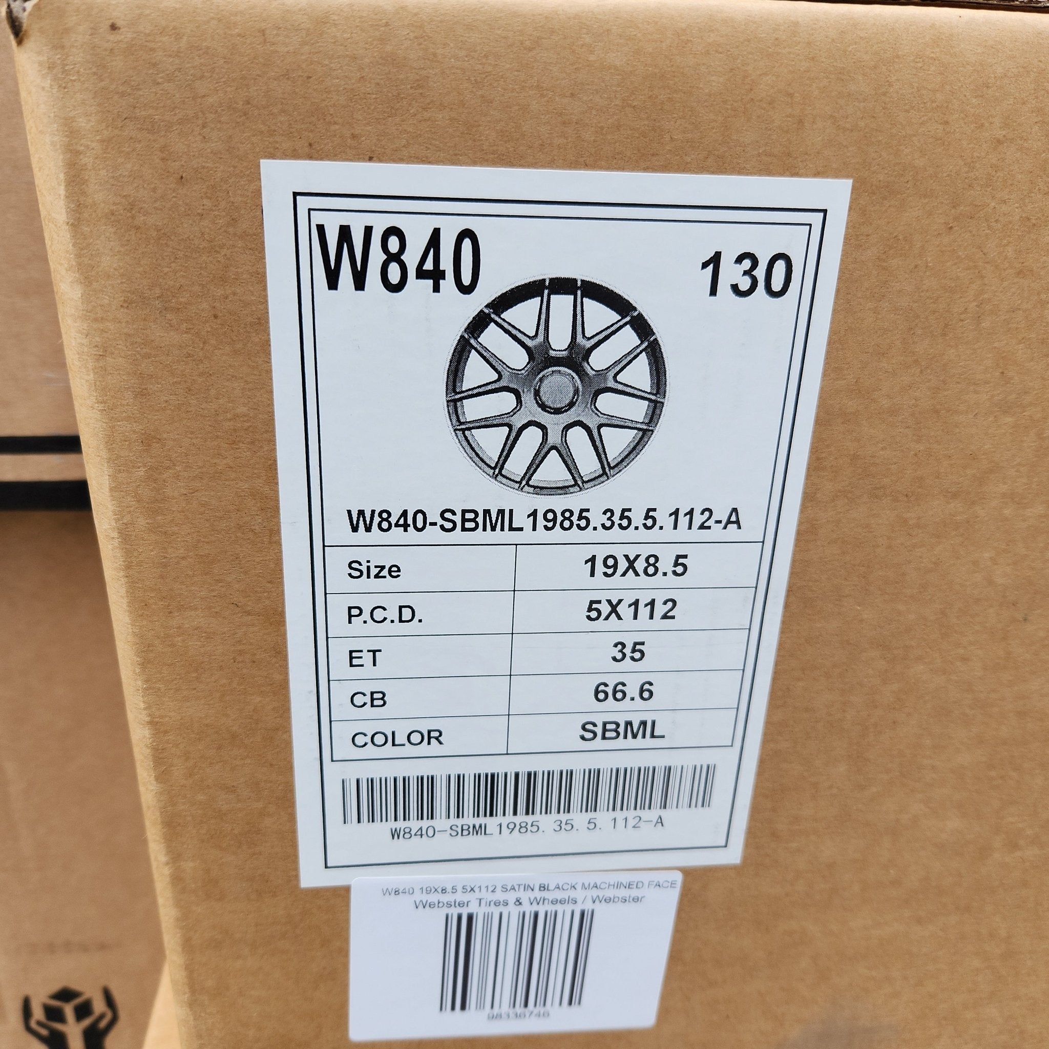 W840 WHEELS 19X8.5 5X112 SATIN BLACK MACHINED FACE
