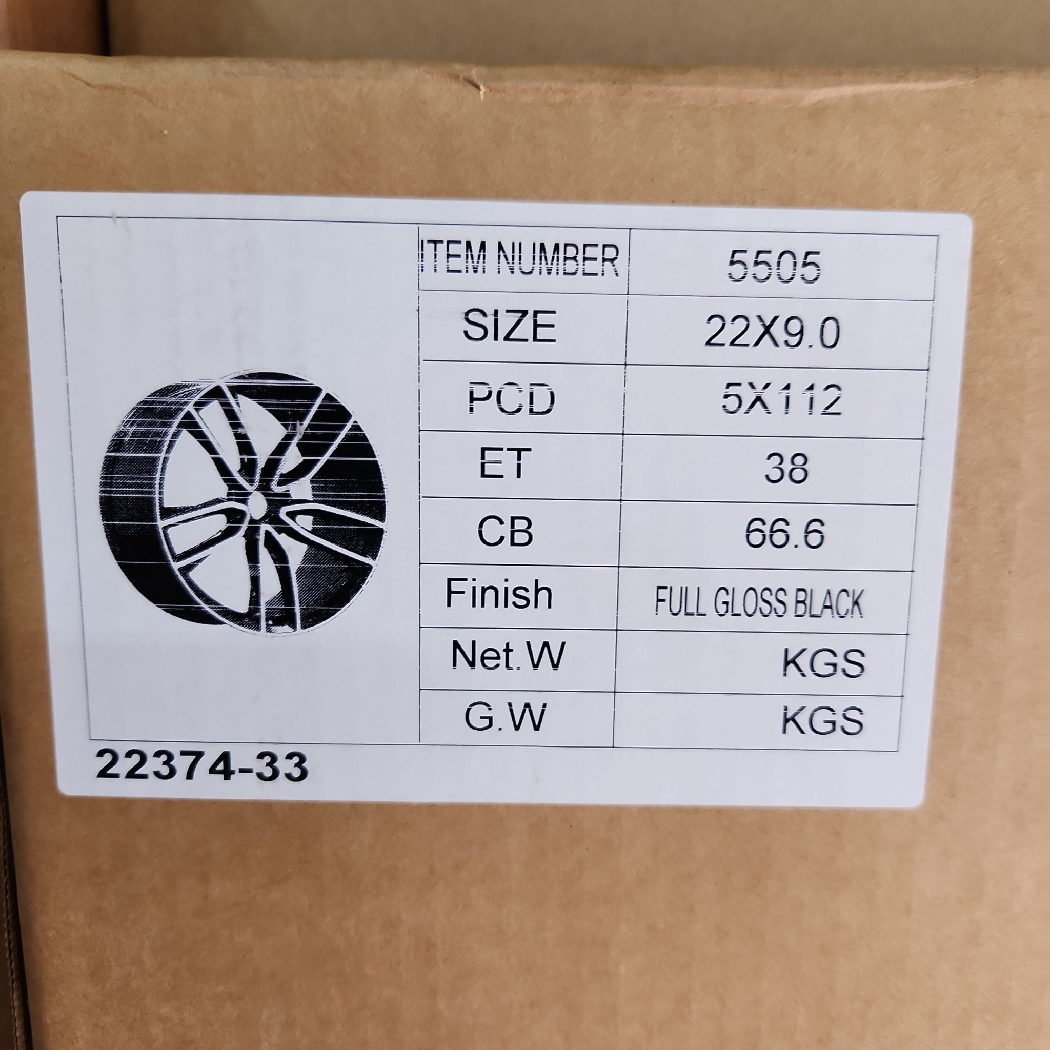 OE-5505 5-SPLIT SPOKE REP 22X9.0 5X112 PIANO BLACK