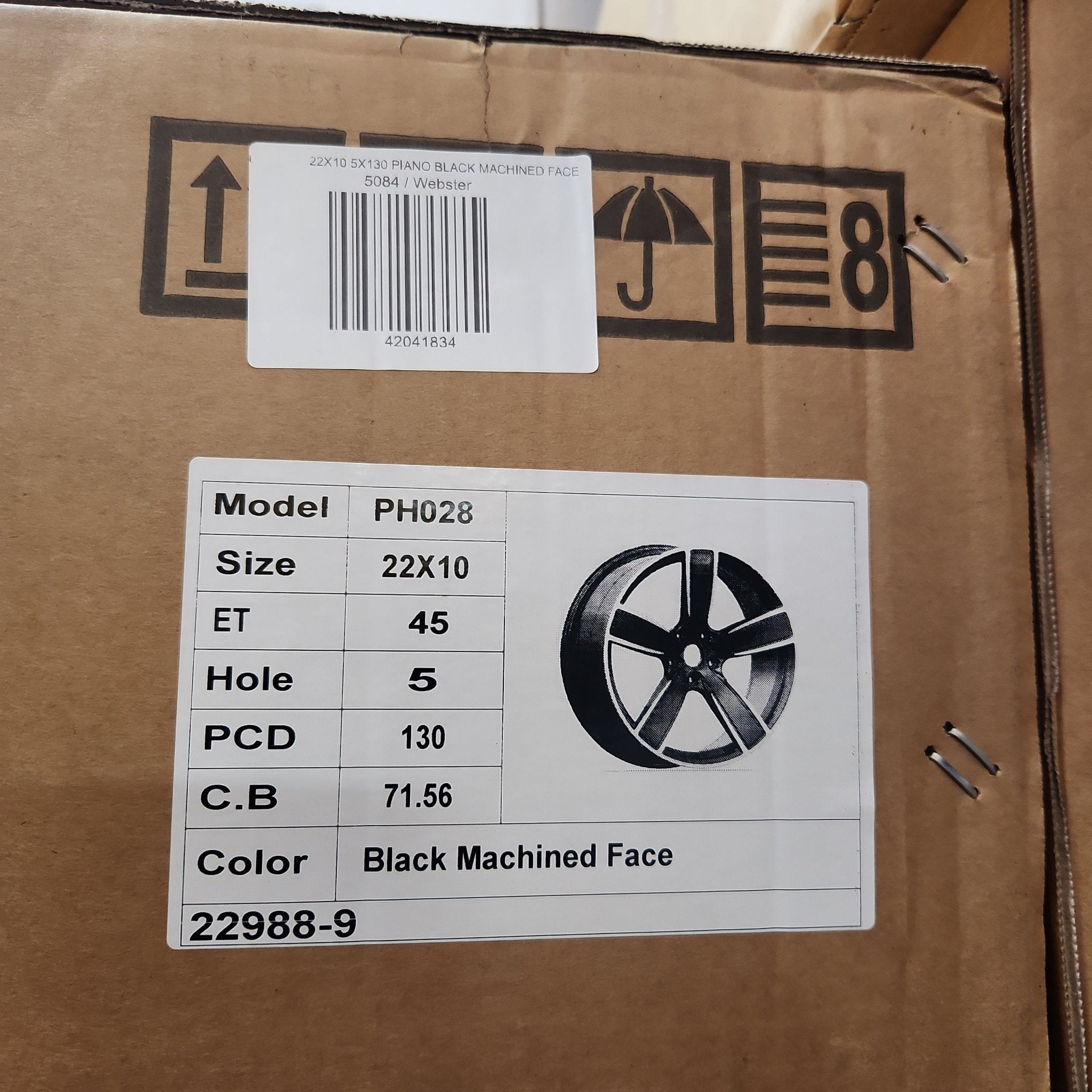 OE- 5584 22X10 5X130 PIANO BLACK MACHINED FACE