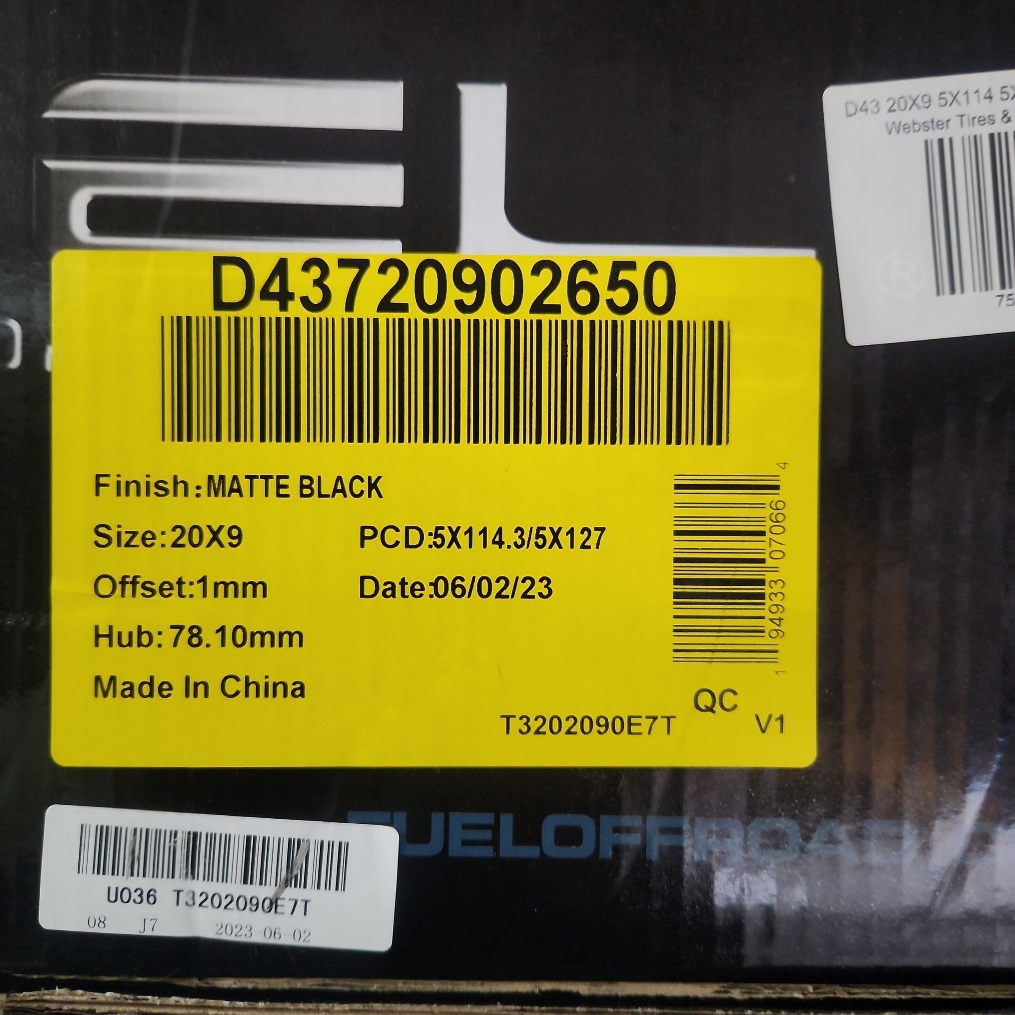 FUEL D43 20X9 5X114.3 5X127 MATTE BLACK