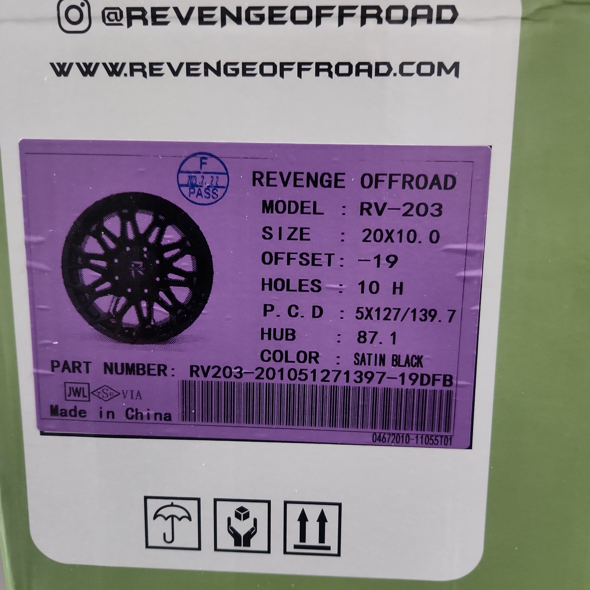 REVENGE RV-203 20X10 5X127 5X139.7 SATIN BLACK