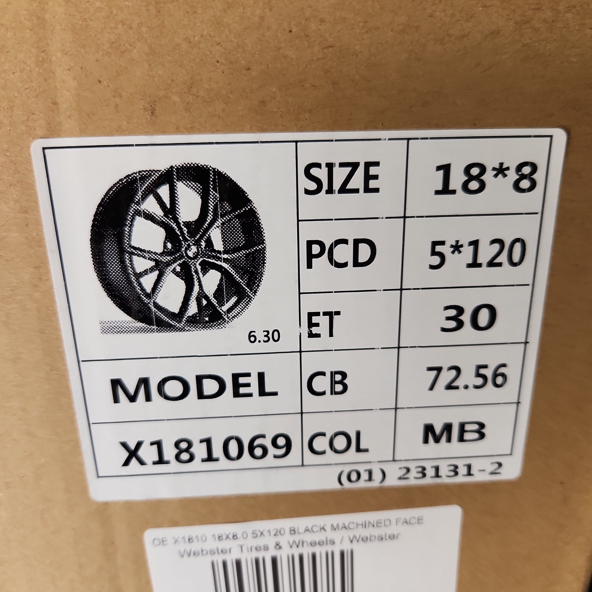 OE X181069 18X8.0 5X120 BLACK MACHINED FACE