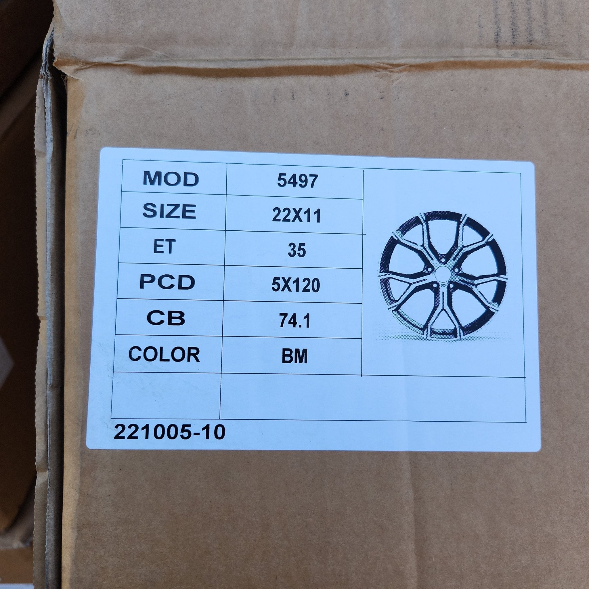OE 5497 741M STYLE REP 22X11 5X120 PIANO BLACK MACHINED FACE