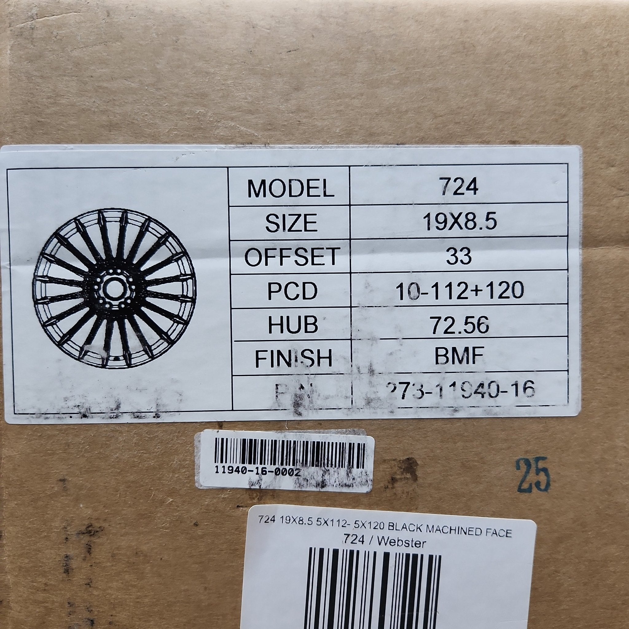 724 19X8.5 5X112- 5X120 BLACK MACHINED FACE