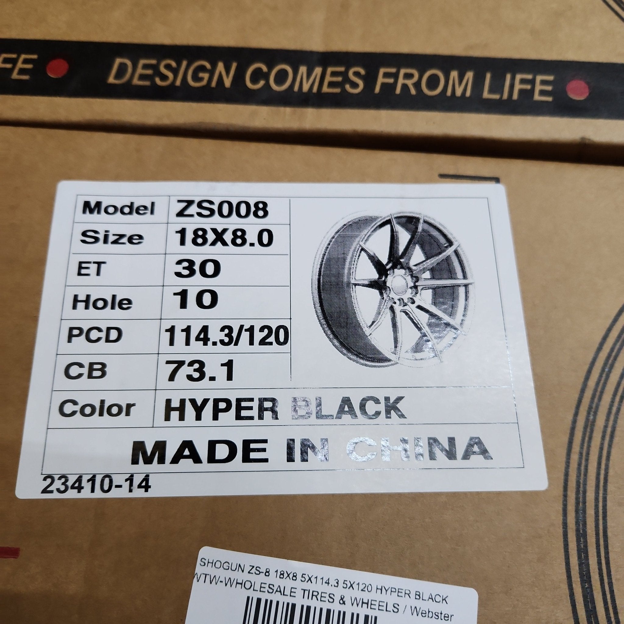 SHOGUN ZS-8 18X8 5X114.3 5X120 HYPER BLACK