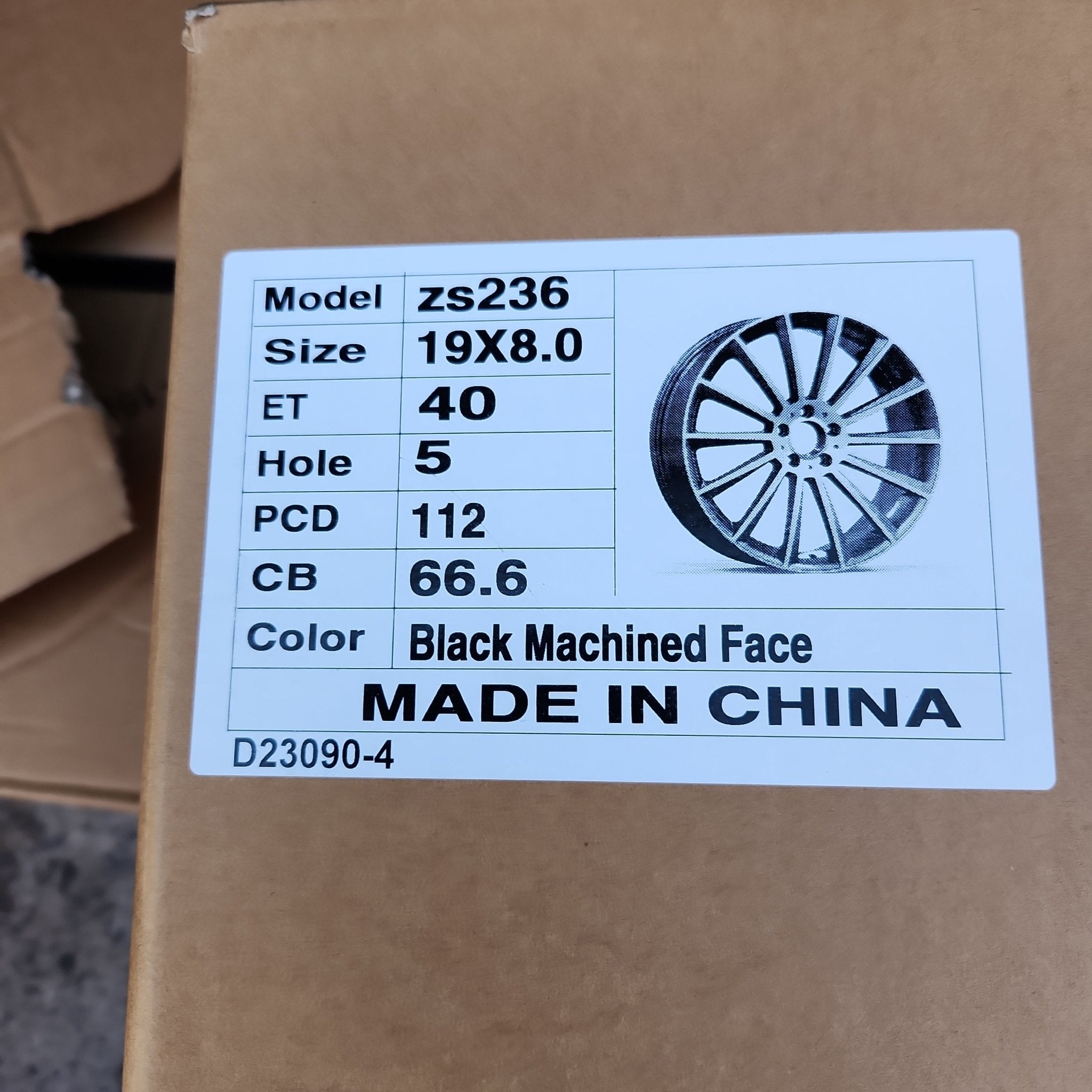 OE-0236 ZS236 19X8 5X112 BLAC MACHINED FACE