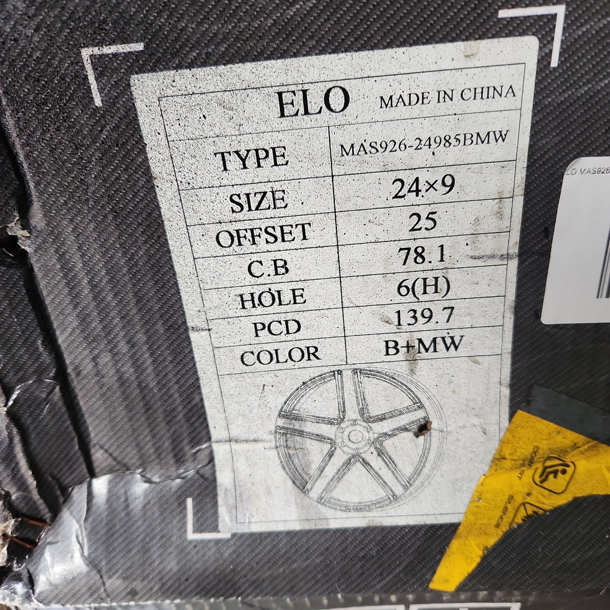 ELO MAS926-24985BMW 24X9 6X139.7  BLACK AND MILLED CLASSICO