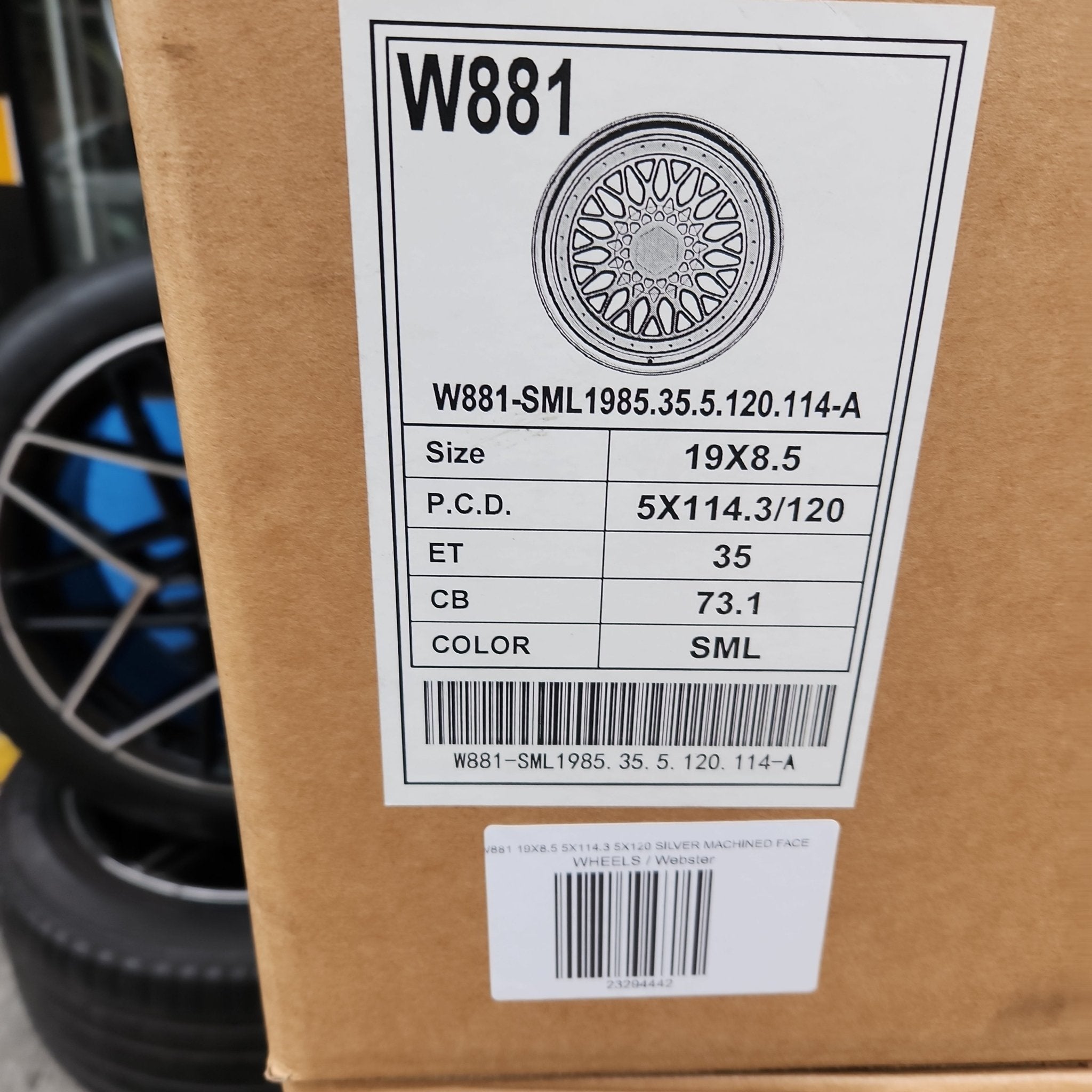 W881 WHEELS 19X8.5 5X114.3 / 5X120 SILVER MACHINED LIP