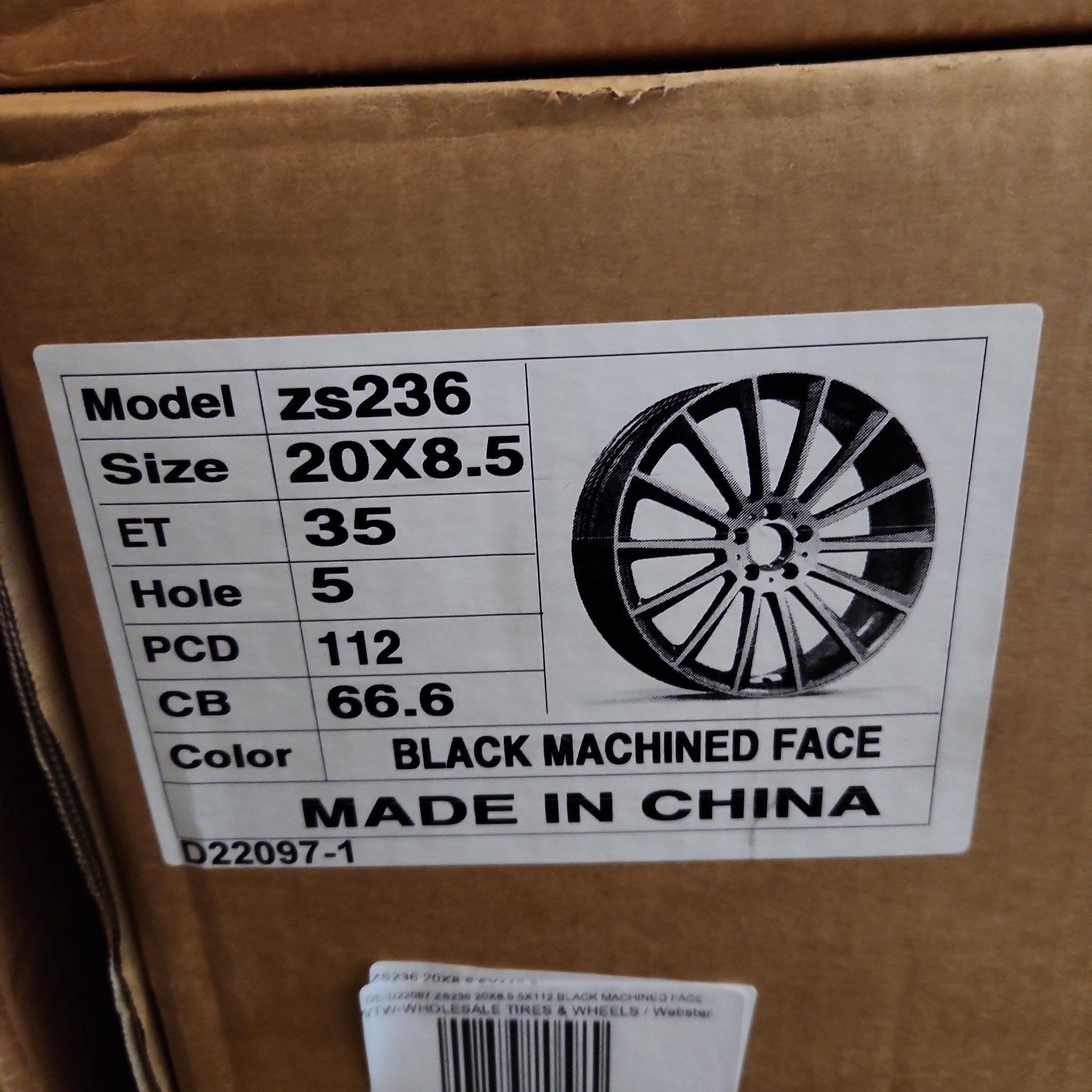 OE-D22097 ZS236 0236 20X8.5 5X112 BLACK MACHINED FACE