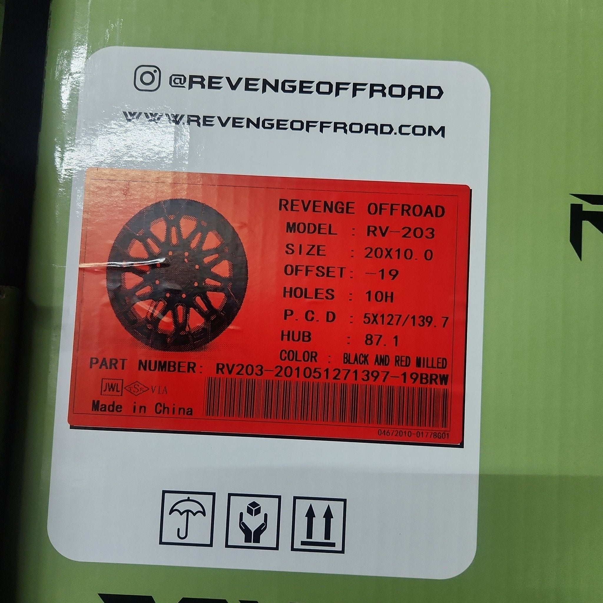 REVENGE RV-203 20X10 5X127 5X139.7 BLACK AND RED MILLED