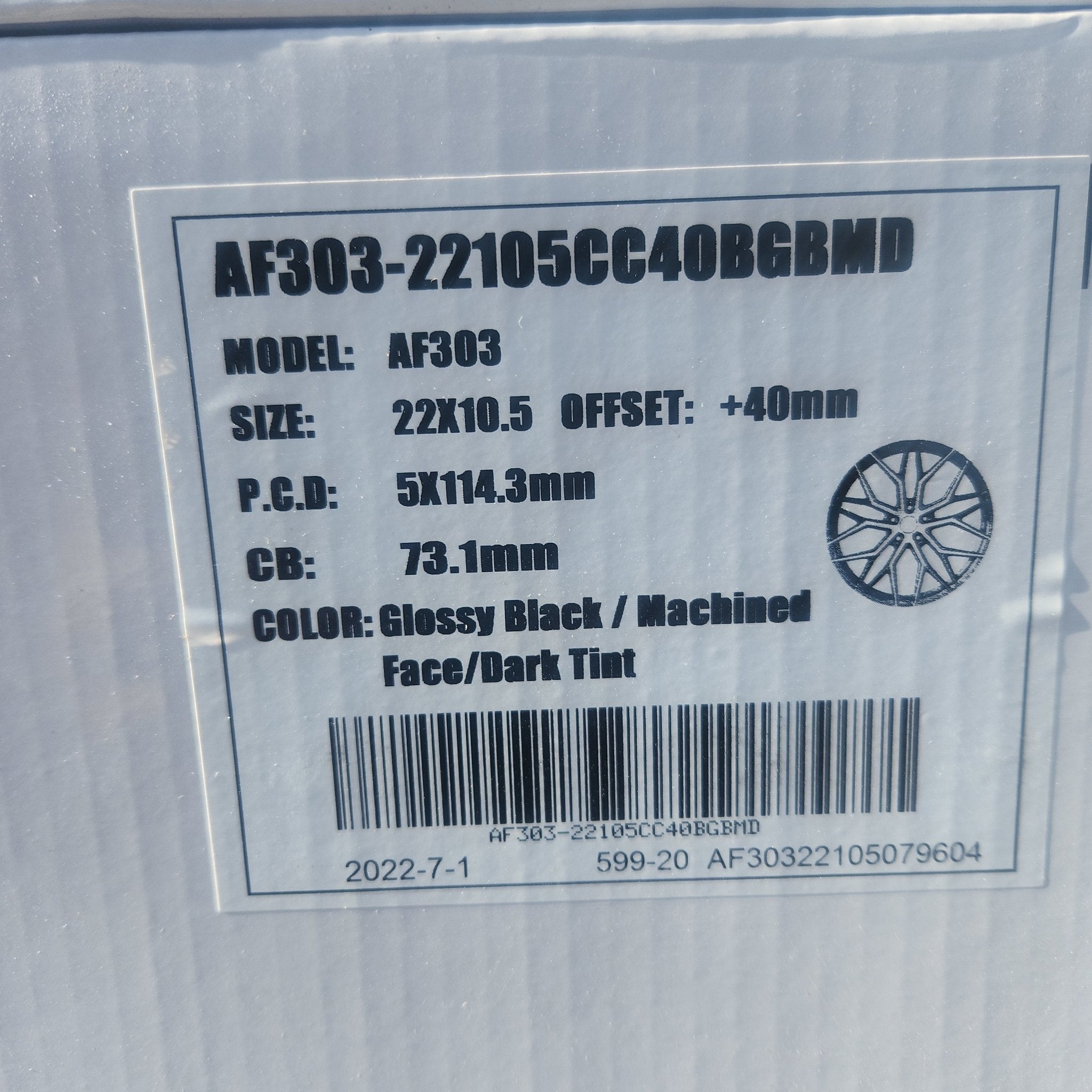 ALFINA AF303 22x10 5x114.3 GLOSS BLACK MACHINED FACE DARK TINT