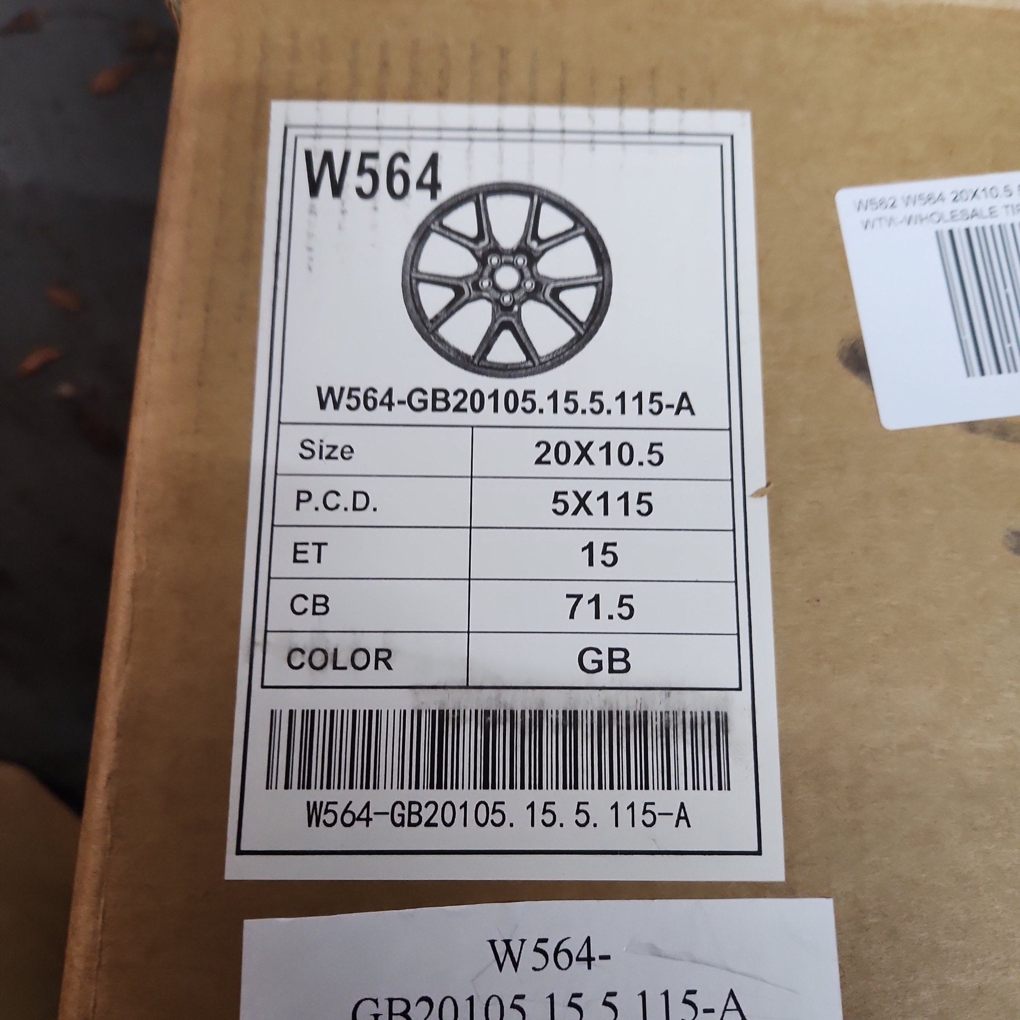 W562 W564 20X10.5 5X115 GLOSS BLACK