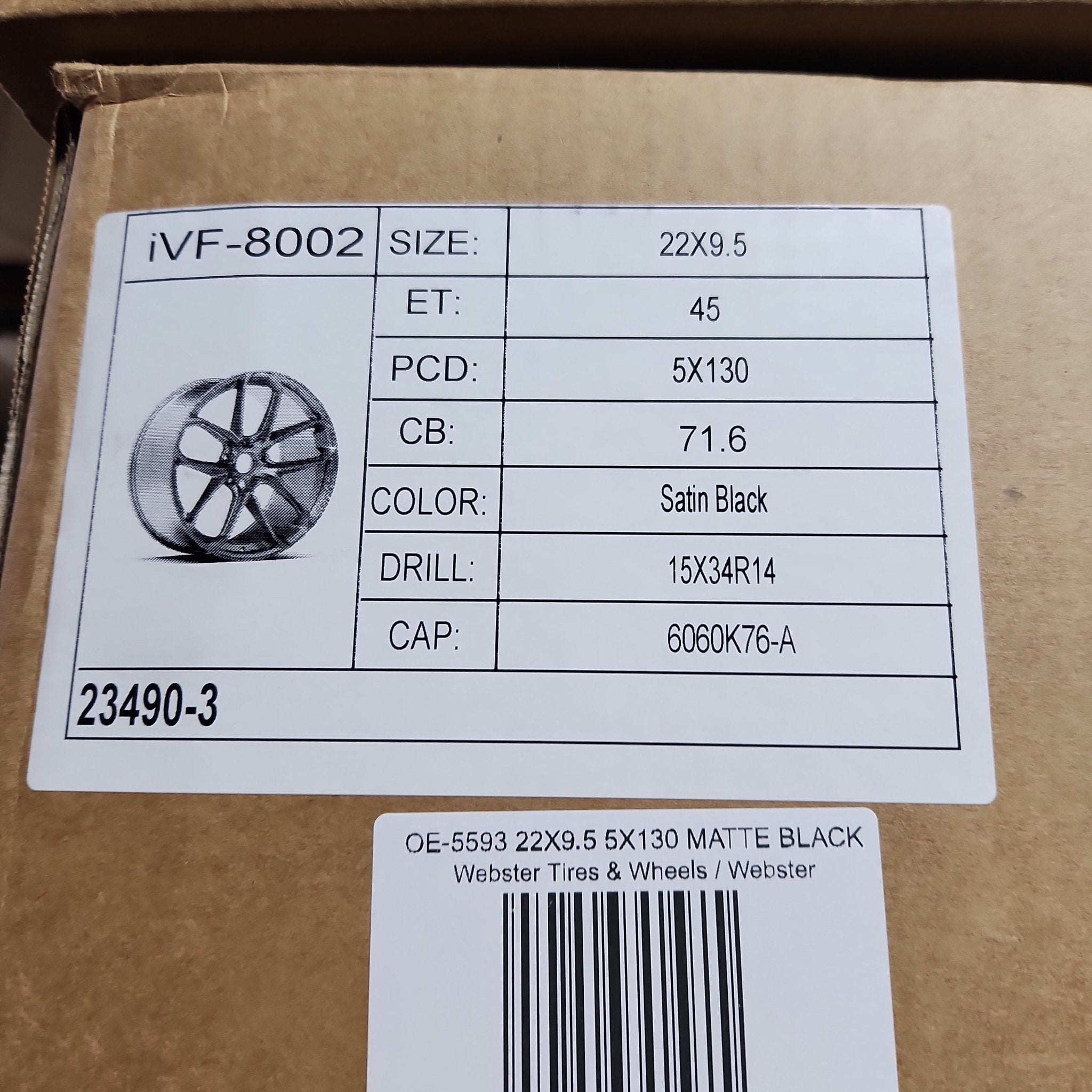 OE-5593 22X9.5 5X130 MATTE BLACK